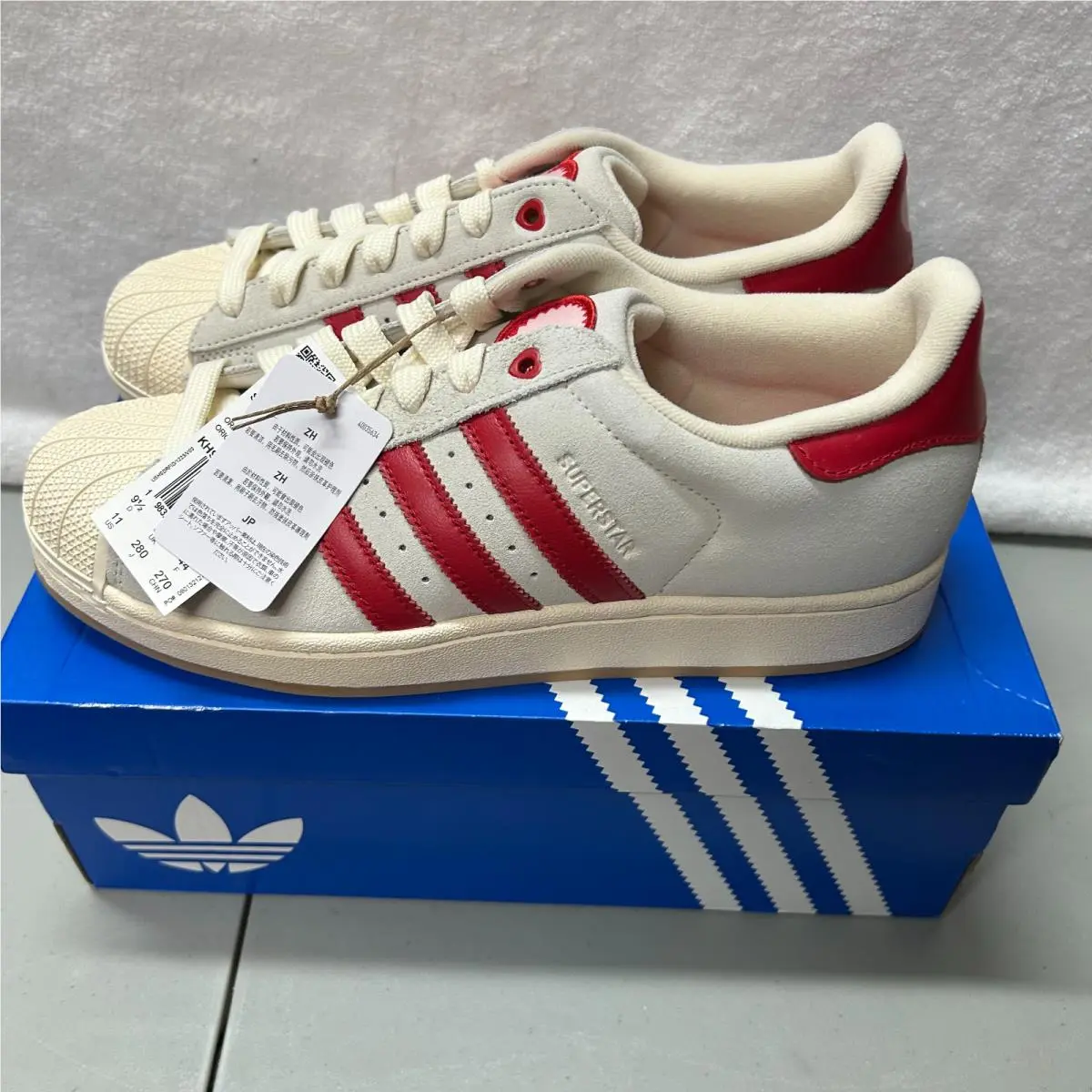 Womens Size 11 Superstar II Valentines Day White/scarlet Athletic Shoes by Adidas