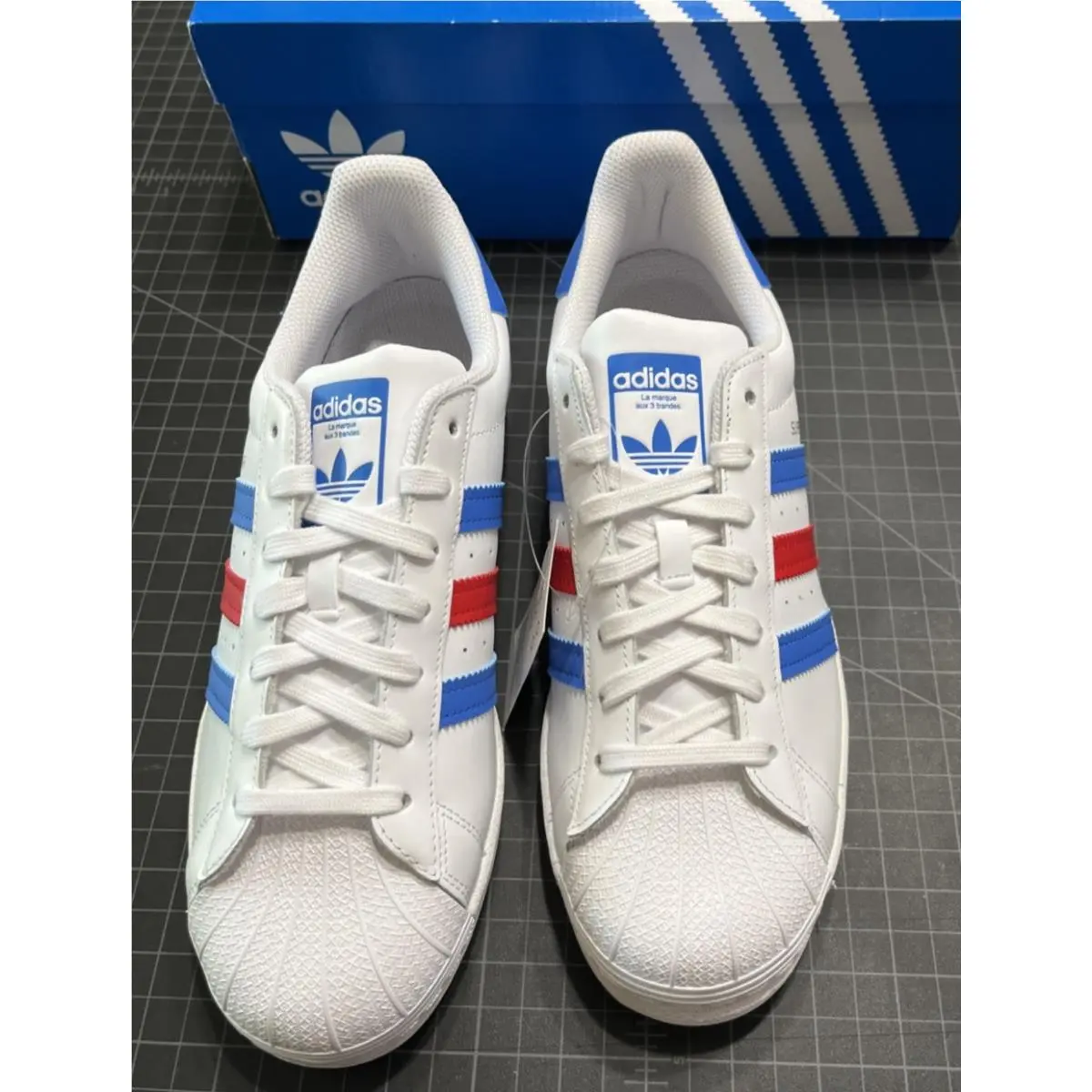 Superstar - Size US 9 / UK 8.5 White Blue Red- Authentic-nib by Adidas