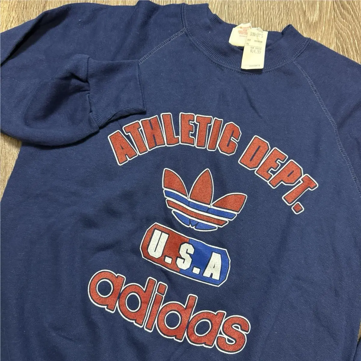 Vintage  Athletic Dept Usa Sweatshirt Made In Usa Deadstock Navy Med by Adidas