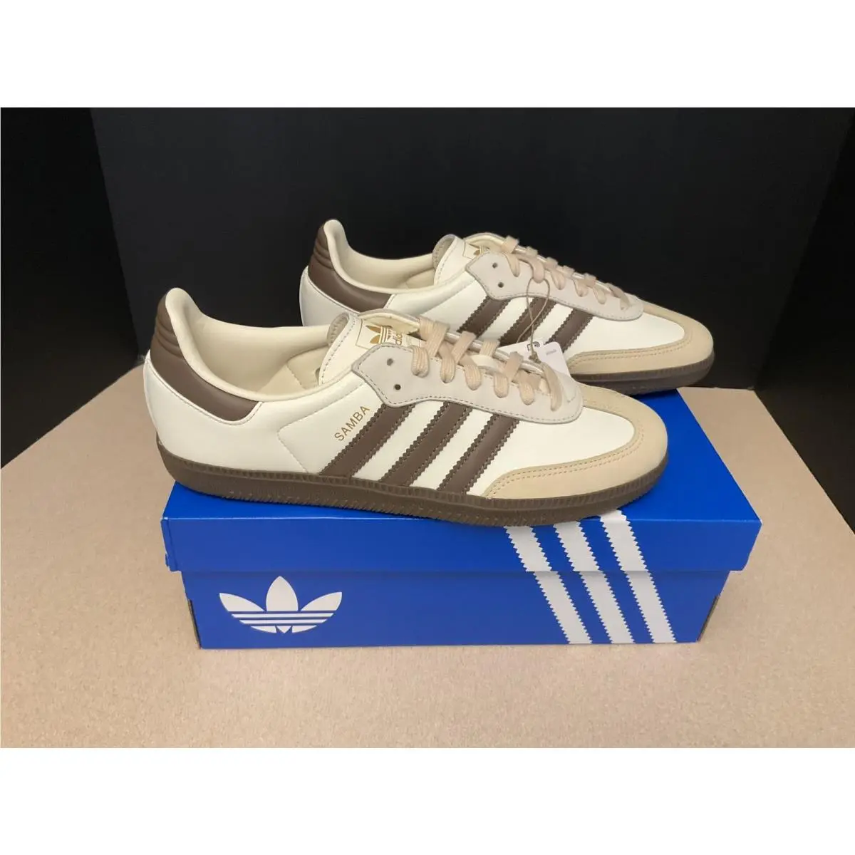 Womens Adidas Samba OG Off White Earth Strata Gum JR8842 Shoes. Size 9.5