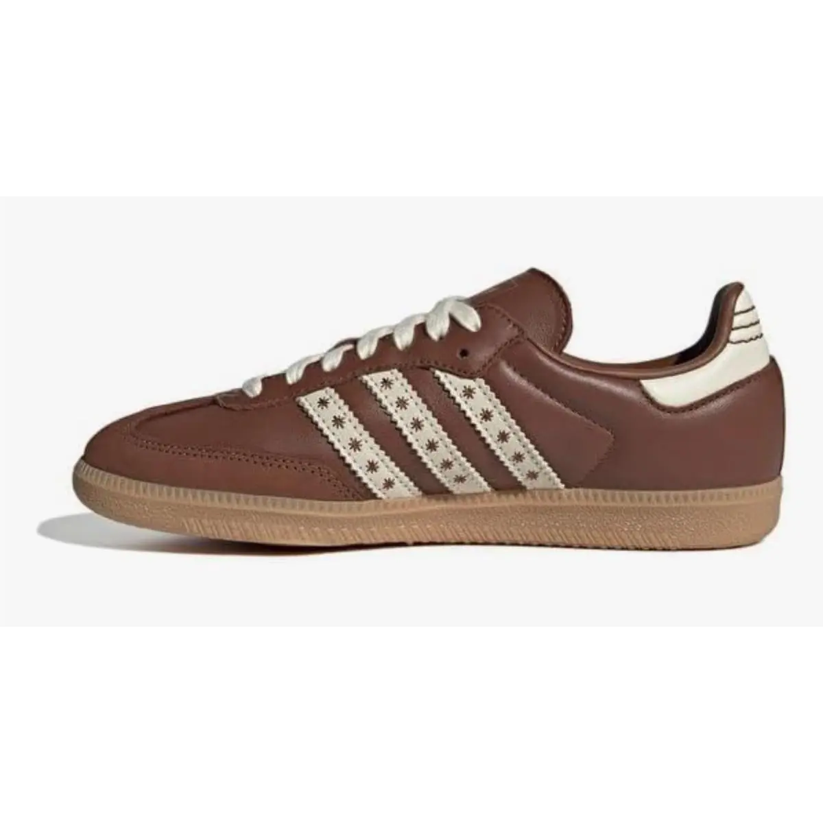 Adidas Samba Brown Cream Gum Leather Sneaker Embroidered Stripes Size 9 us