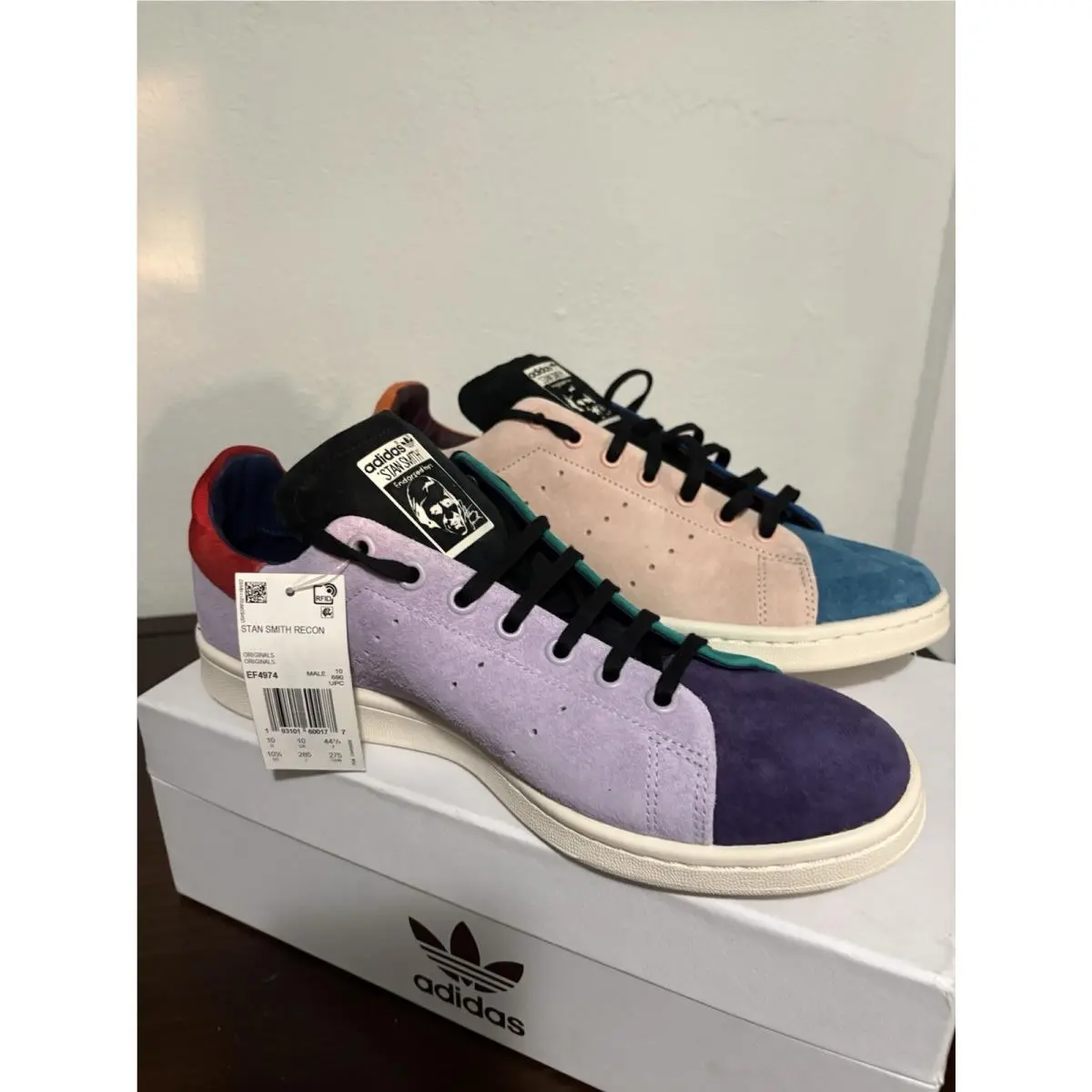 Stan Smith Recon Mismatch Multicolor Suede Sneakers Size 10.5 Men`s by Adidas