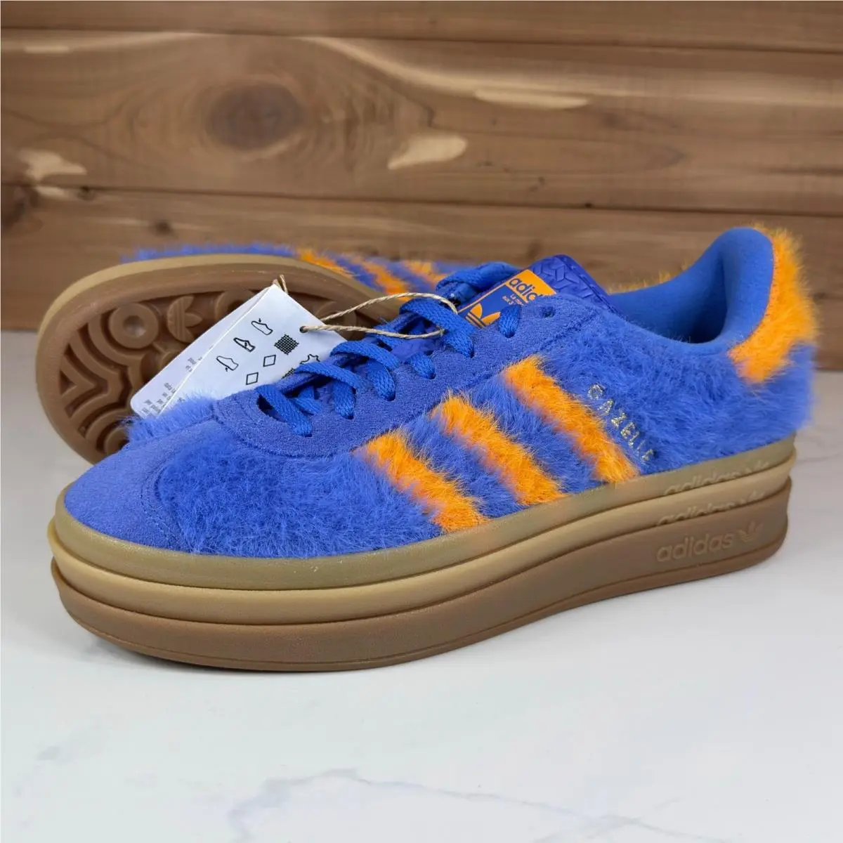 Adidas Originals Gazelle Bold Hi-res Blue / Bright Orange JS3906 Womens sz 8.5