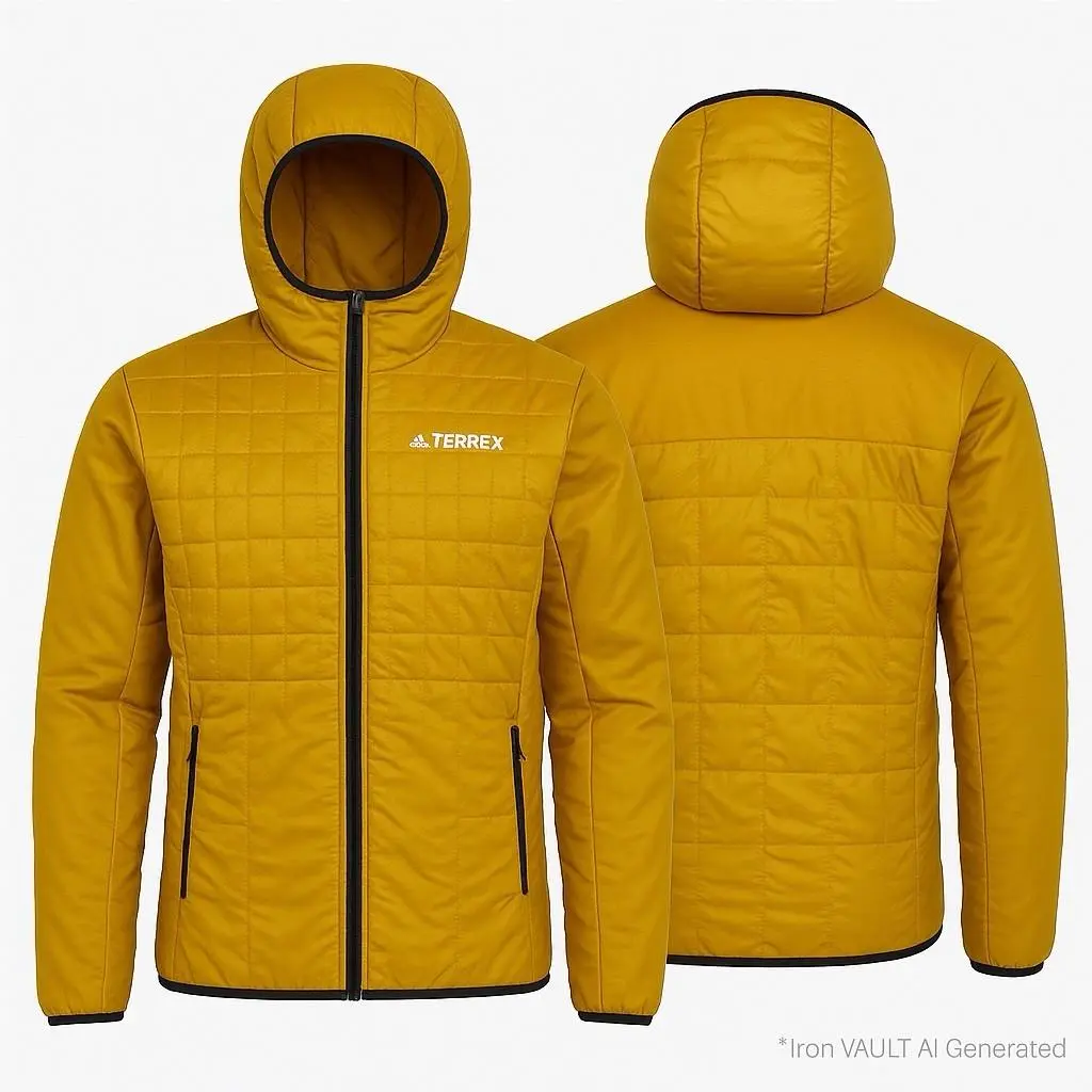 Terrex Jacket Womens Small Yellow Pertex Hooded Insulated Hiking IB1076 by Adidas