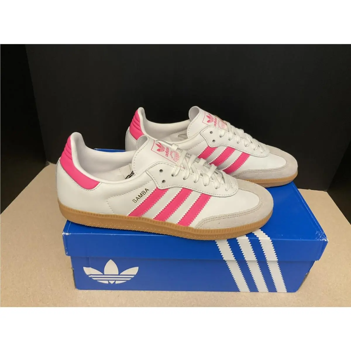 Adidas Originals Samba OG White/lucid Pink Shoes. Youth’s 6.5. Women’s 7.5