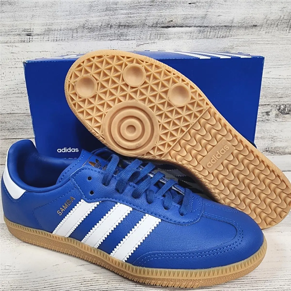 Samba OG J Kids Size 4 Blue White Gum Sole Sneakers JQ2854 by Adidas