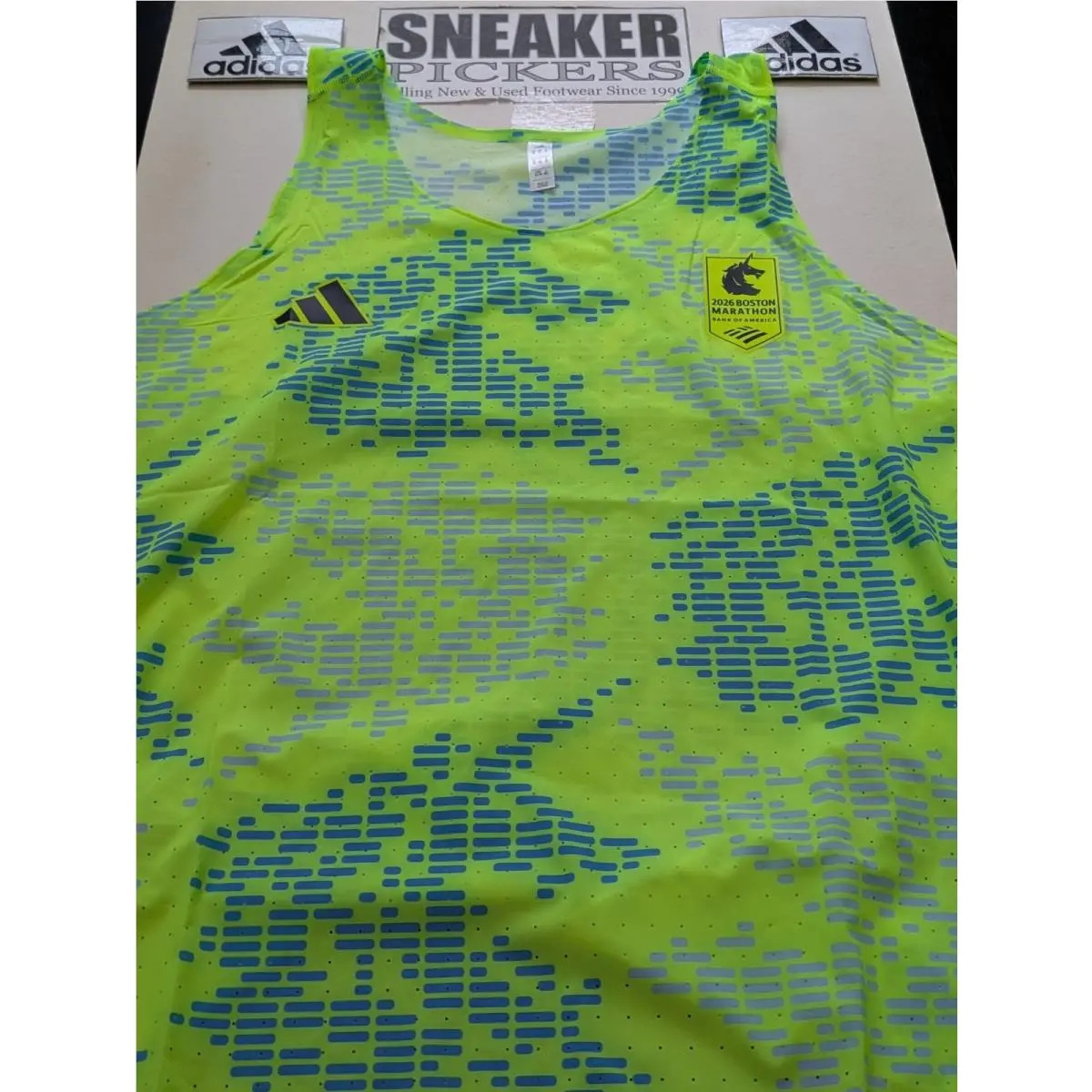 Adidas clothing - adidas Boston Marathon 2026 ADIZERO Running Singlet - Solar Yellow (UPC: 198325490993) 1