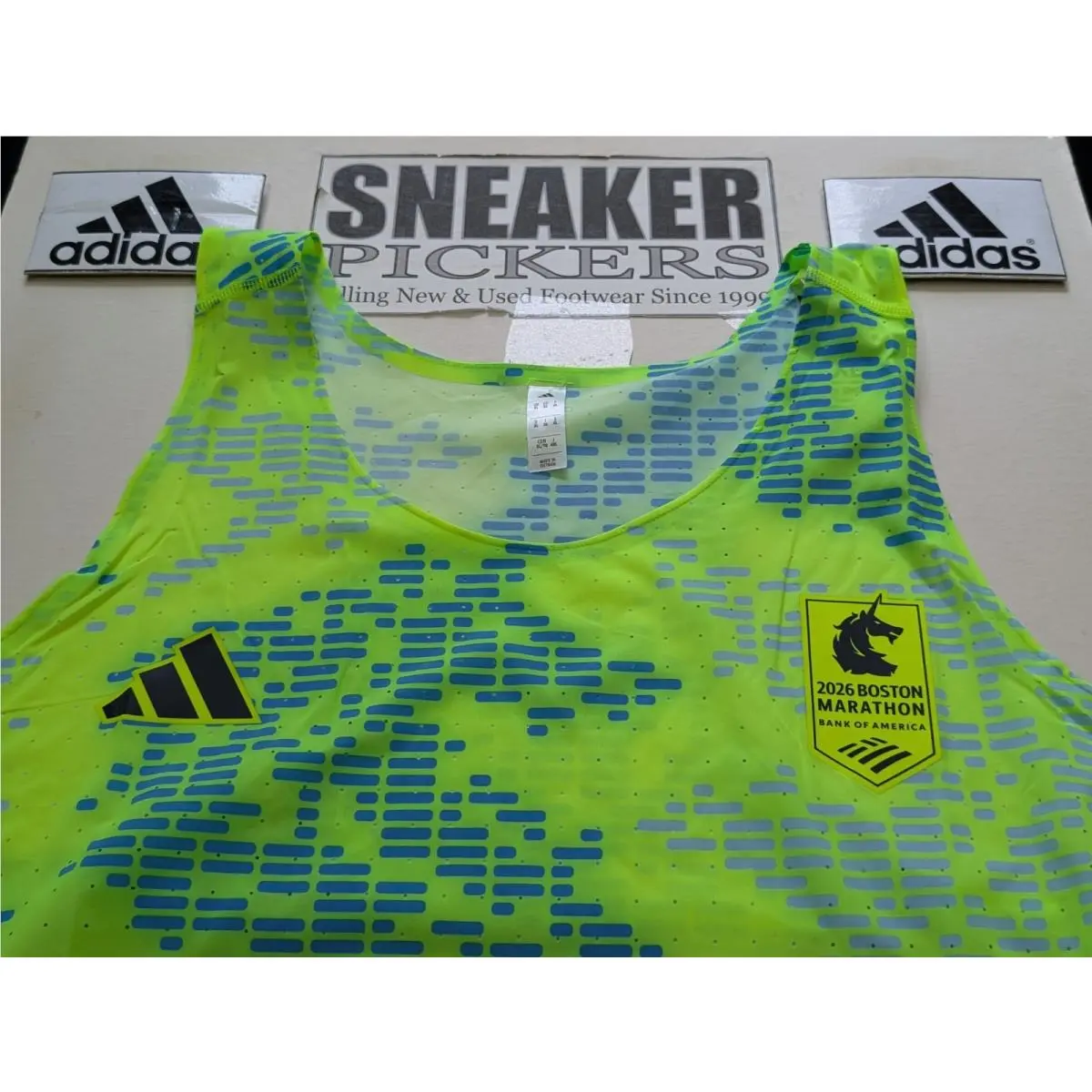 Adidas clothing - adidas Boston Marathon 2026 ADIZERO Running Singlet - Solar Yellow (UPC: 198325490993) 3