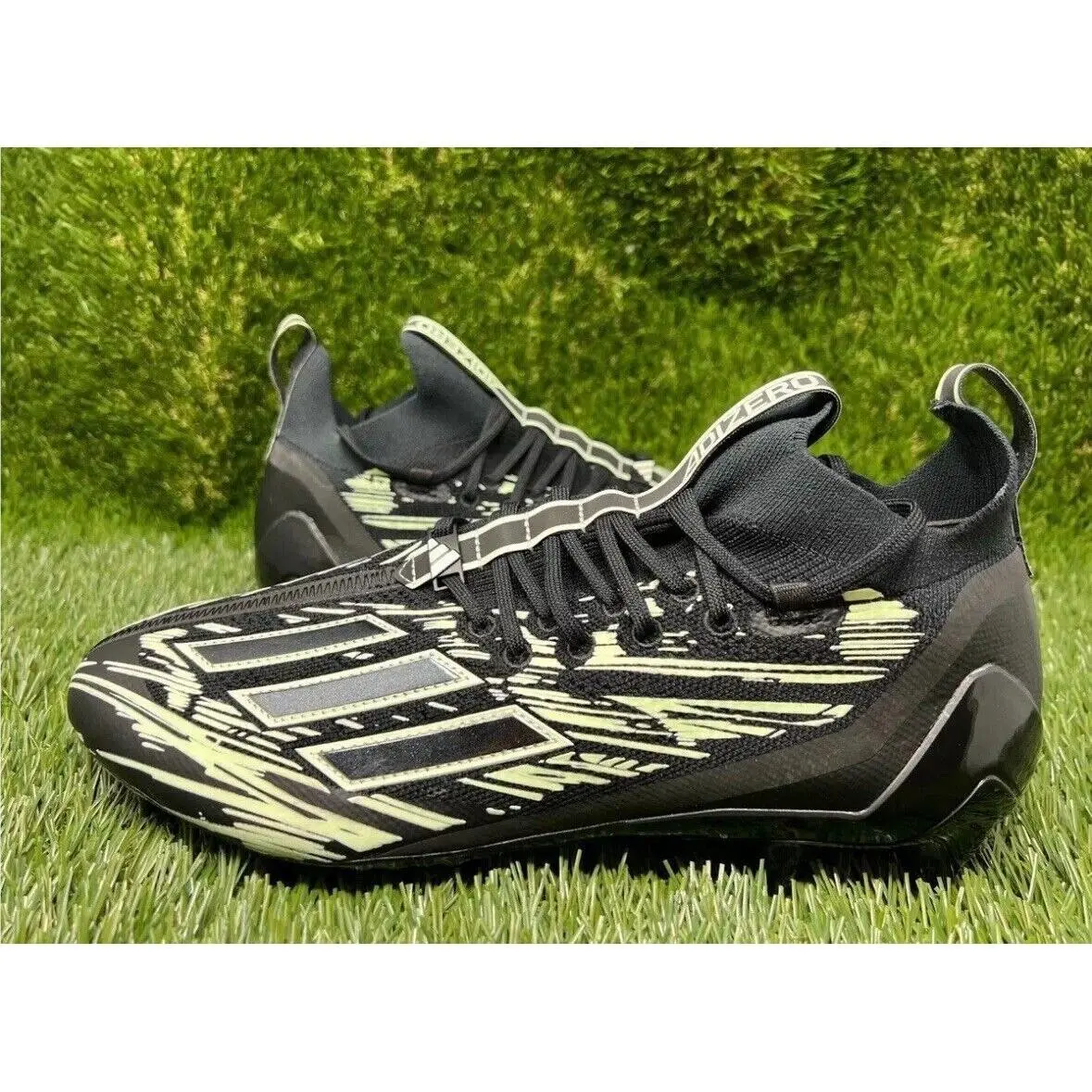 Adidas Adizero 12.0 Football Cleats Mens 11 Black White Glow In The Dark Graphic