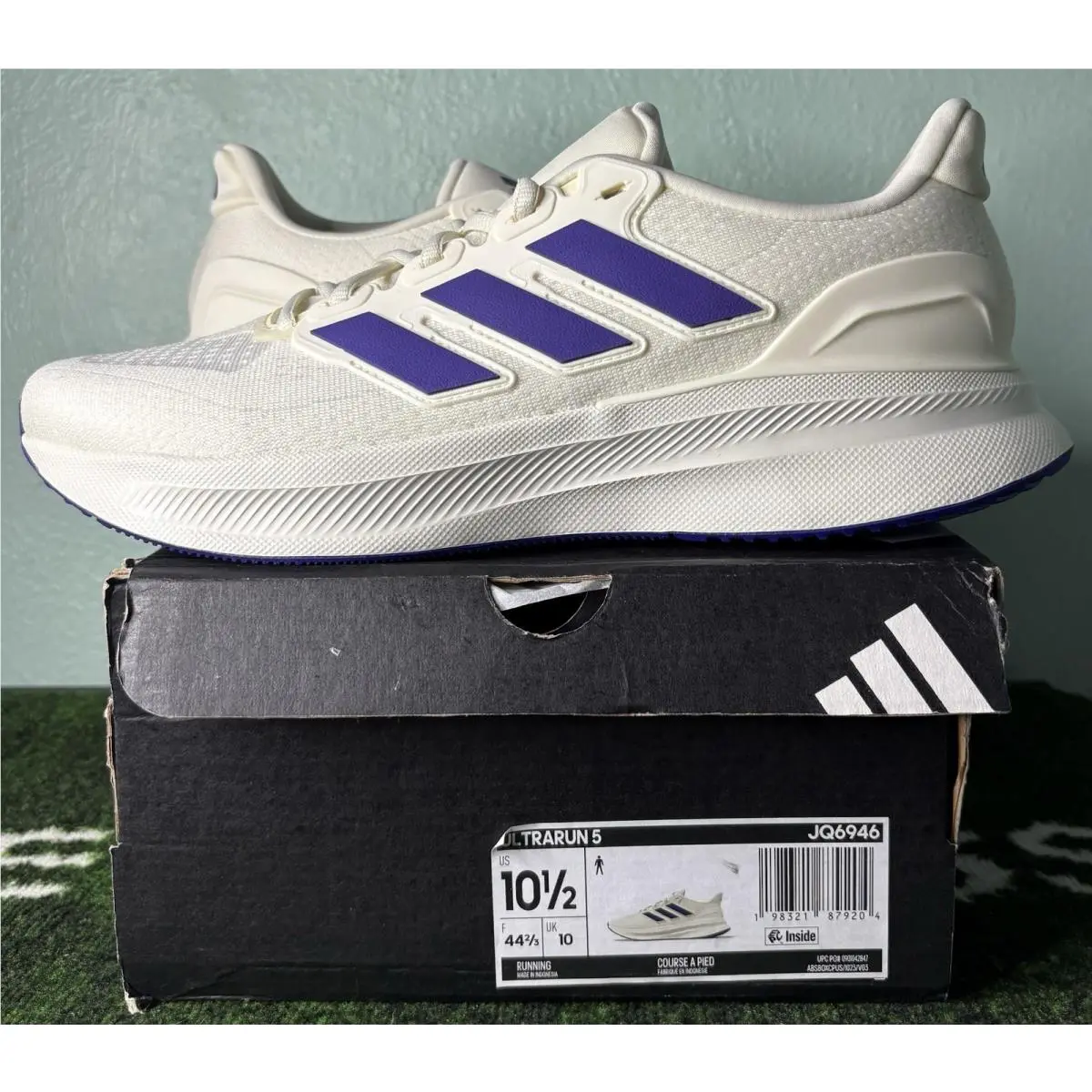 US Men’s 10.5 -  Ultrarun 5 “off White Energy Ink” JQ6946 Running Shoes by Adidas