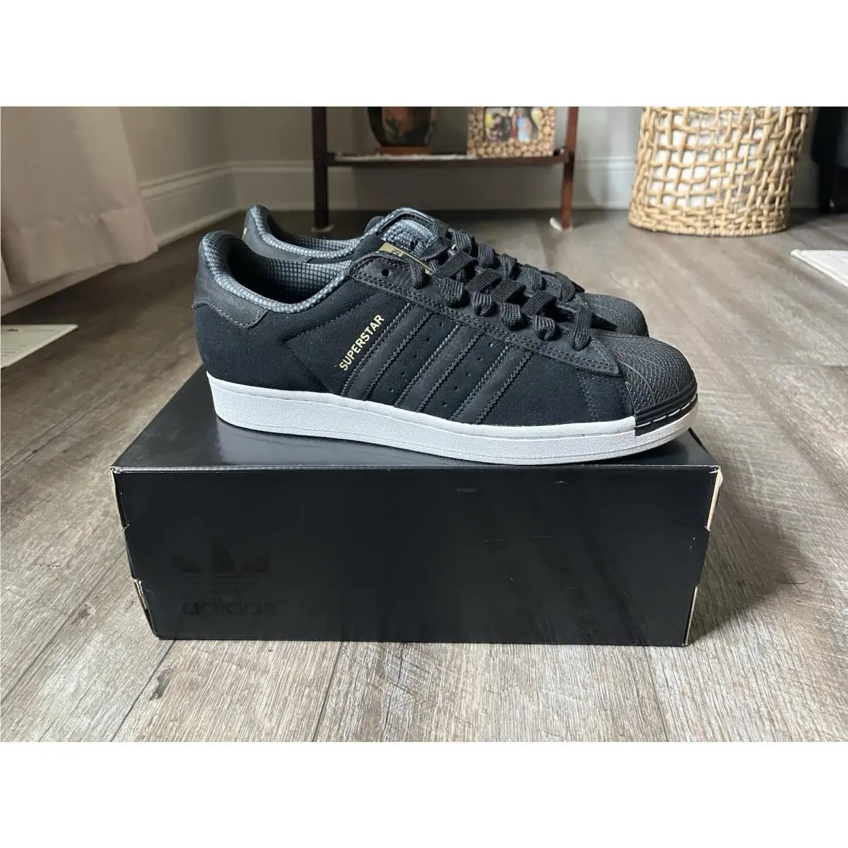 Superstar Adv Black and White Sneakers Shoes - Size 9.5 - JP8532 by Adidas