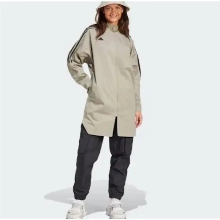 Adidas Tiro Jacket Womens Green Med Length Full Zip 3 Stripes Athleisure Size L