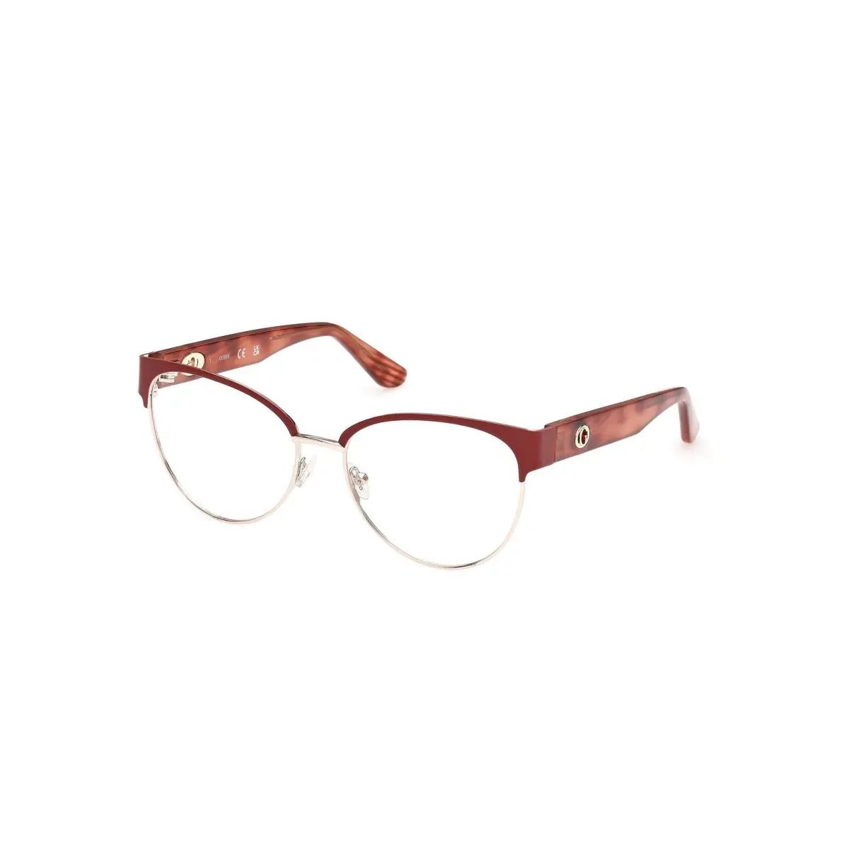 GU 50382 Matte Dark Red / Red/horn 067 Size 55 Eyeglasses by Guess