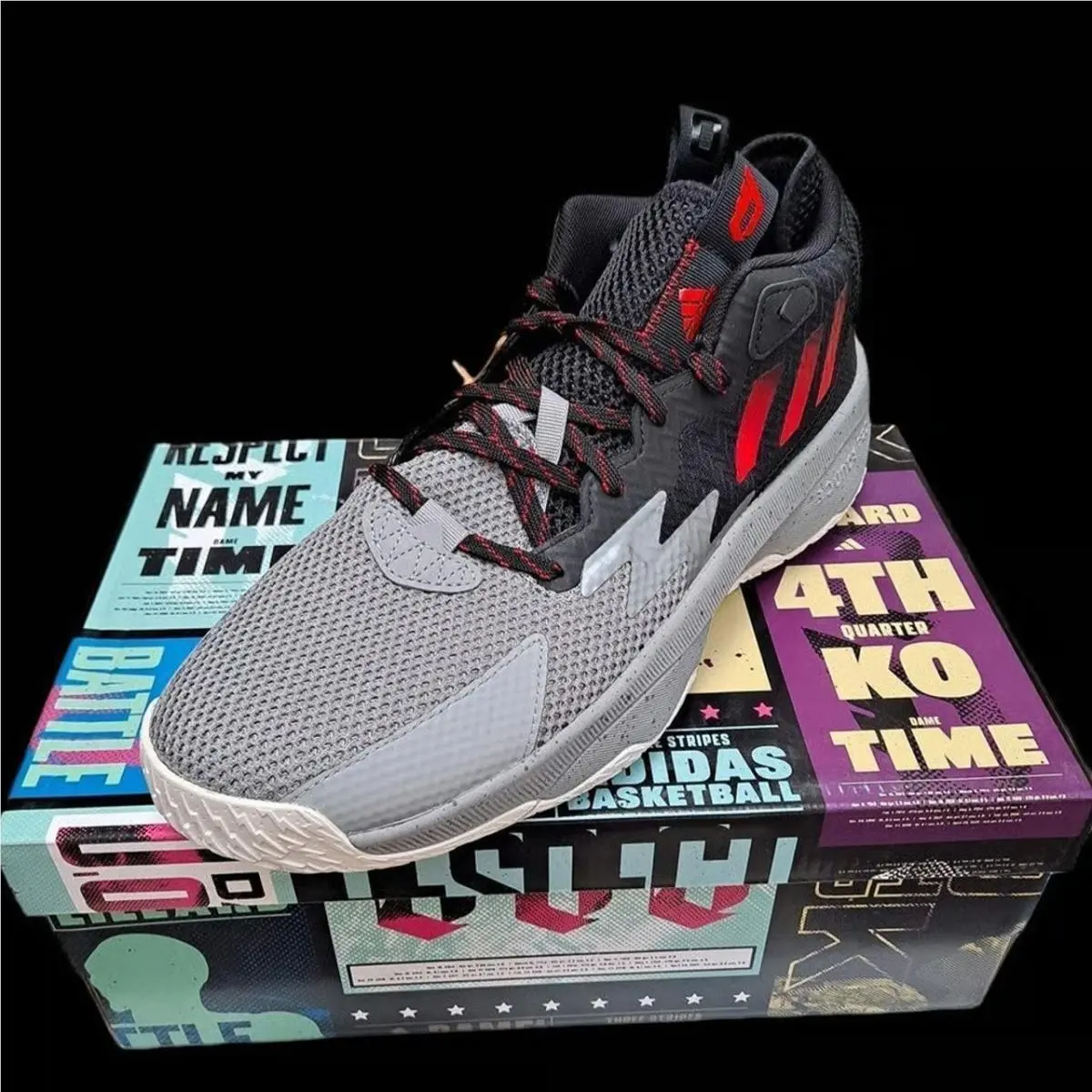Adidas shoes - adidas Dame 8 - Dame - HR1558 - Gray, Manufacturer: Grey/Red/Black 0