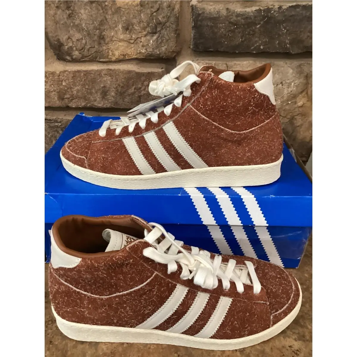 Jabbar Leather Brown White Lace Up Sneakers JP6510 Mens 9.5 Womens 10.5 by Adidas