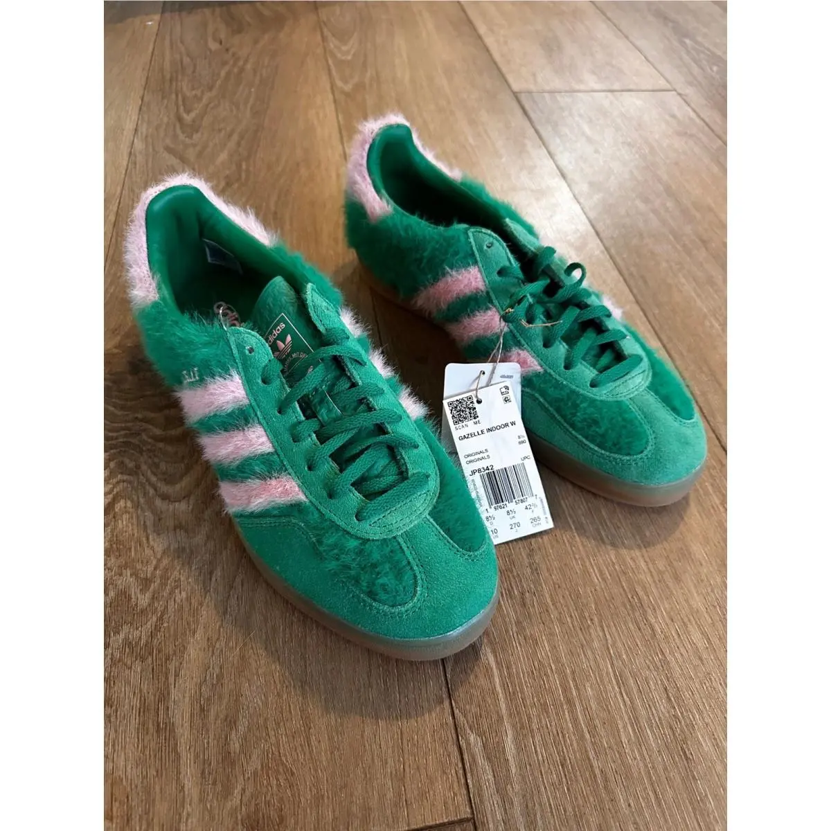 Originals Gazelle Indoor W Green Pink Fuzzy Fur Sneakers JP8342 W 10 by Adidas