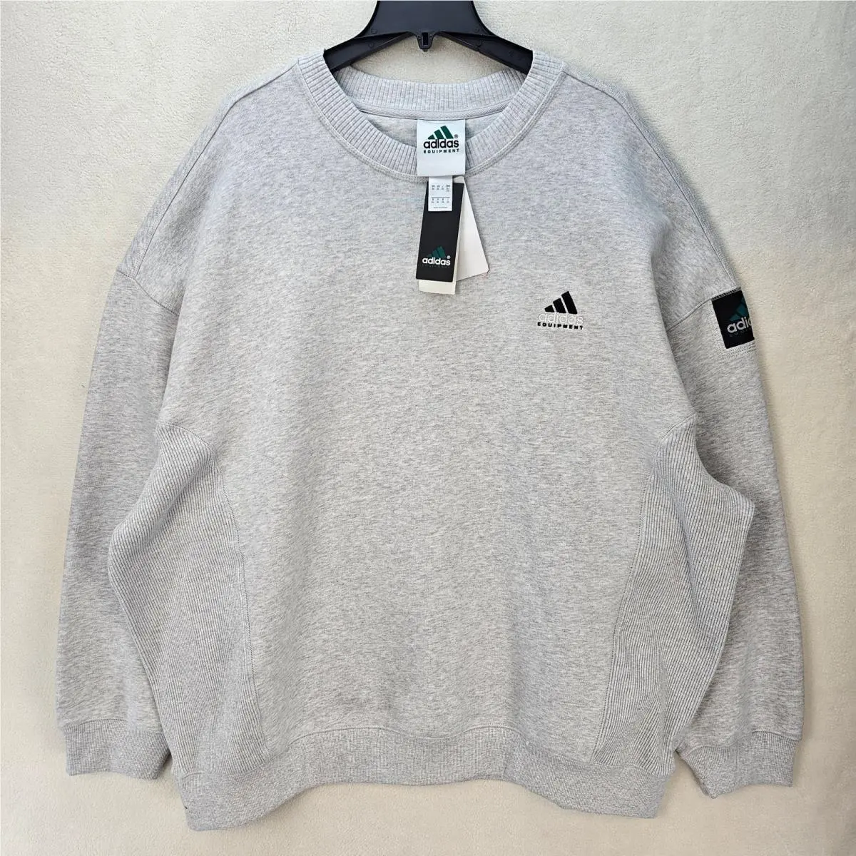 Eqt Men`s Xxl Oversized Heather Grey Vintage OG Crewneck Sweatshirt by Adidas
