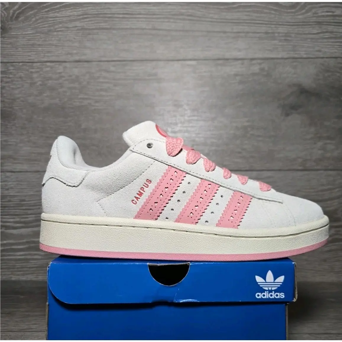 Campus 00s Valentine`s Cream Pink / Red Size 6.5 Youth 7.5 Women JS3522 by Adidas
