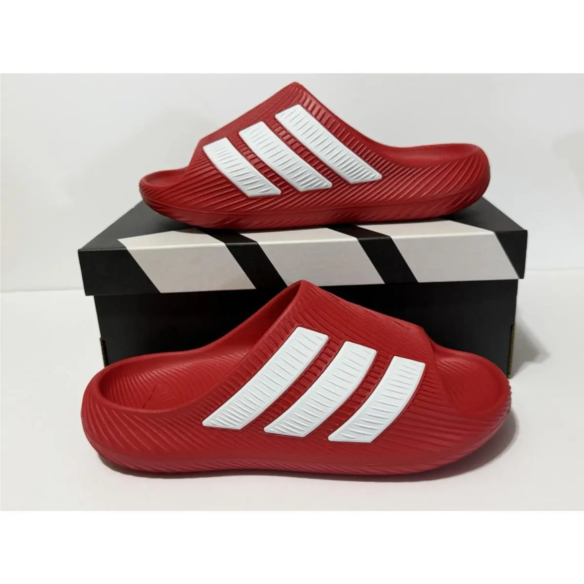 Purechill Comfortable Slide Slippers Unisex White Red by Adidas