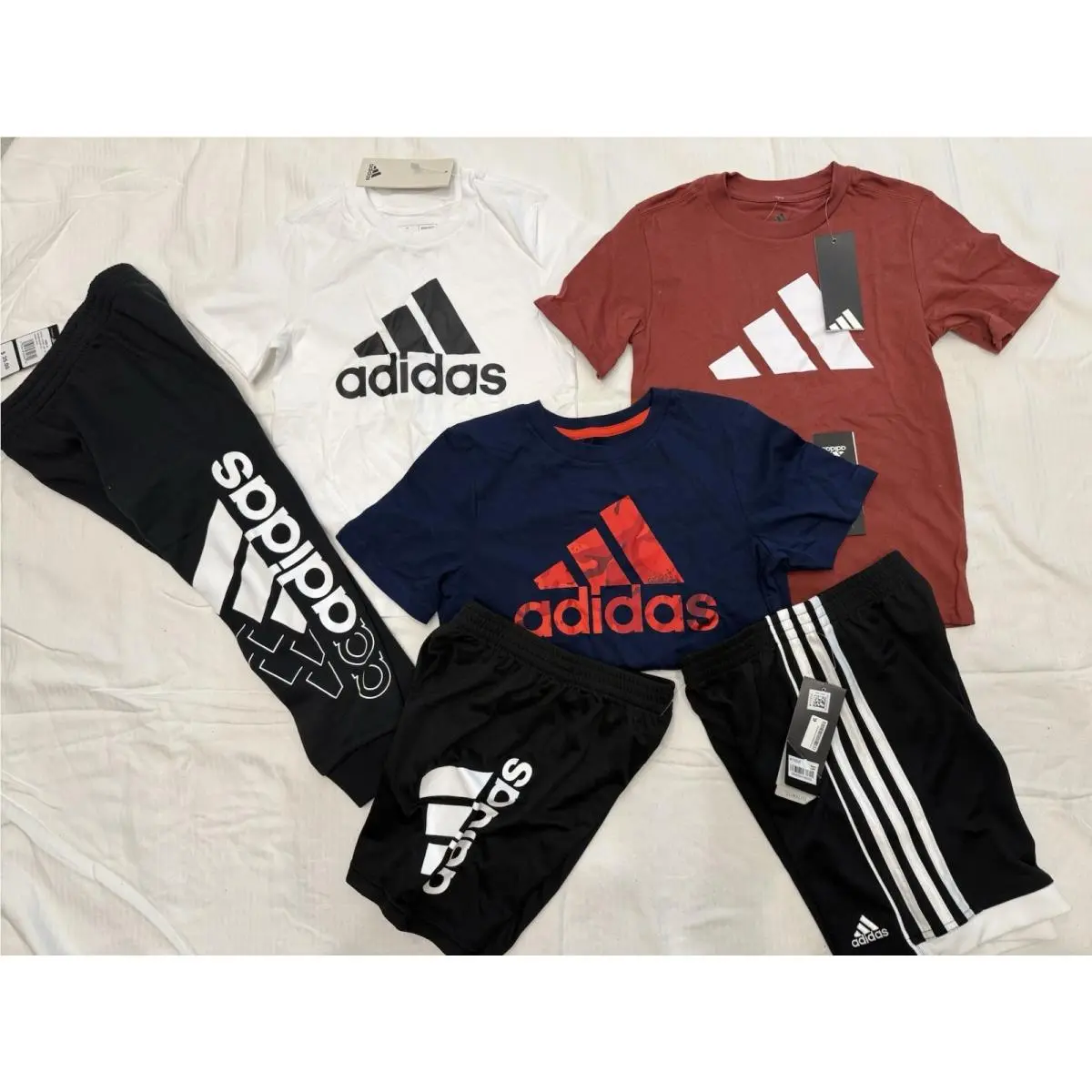 Boys  SZ 5 Sweatpants Black Shirt Shorts Sweatpants Bundle by Adidas