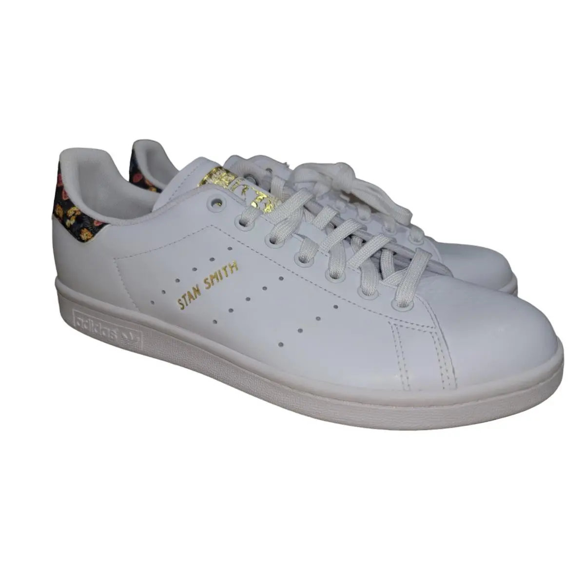 Adidas Stan Smith Women`s Shoes Floral Sneaker White-gold EF1481 Size 10