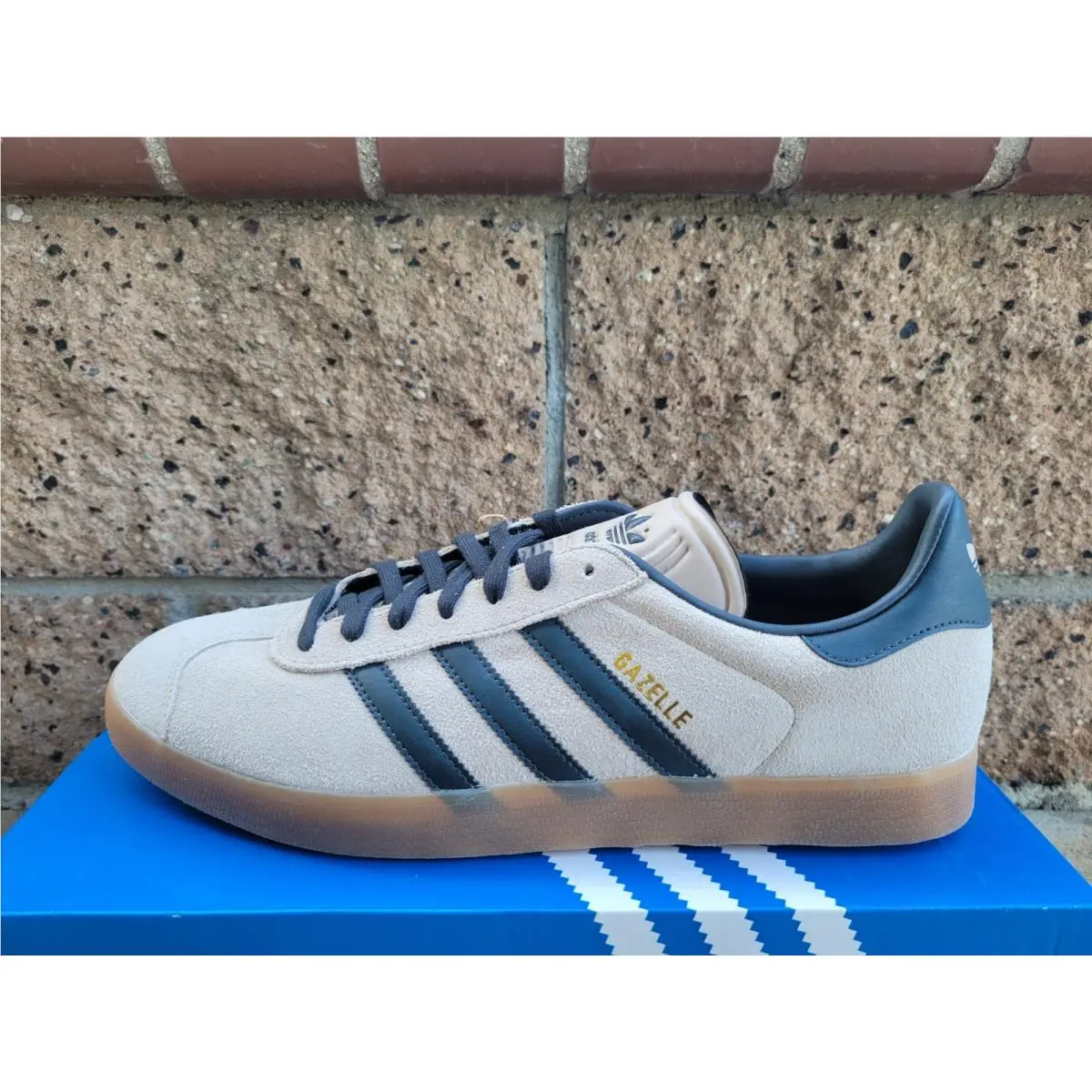 Adidas Originals Gazelle Shoes Men`s Size 13 Wonder Taupe Indigo Gum IG6199