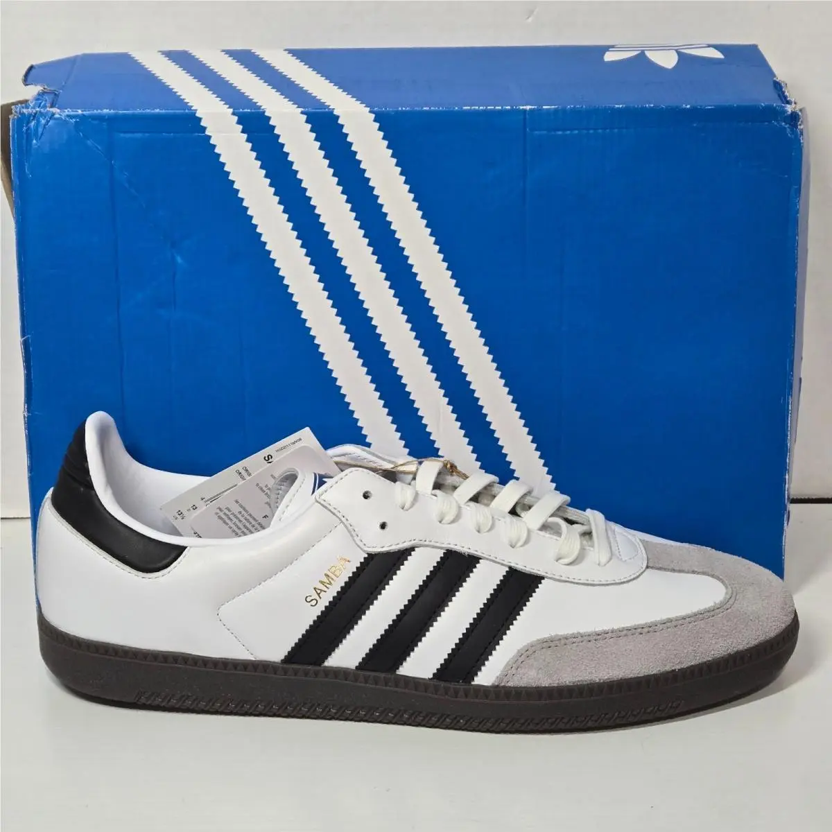 Men`s Samba OG Low Top Sneakers Shoes White Black Size 13.5 by Adidas