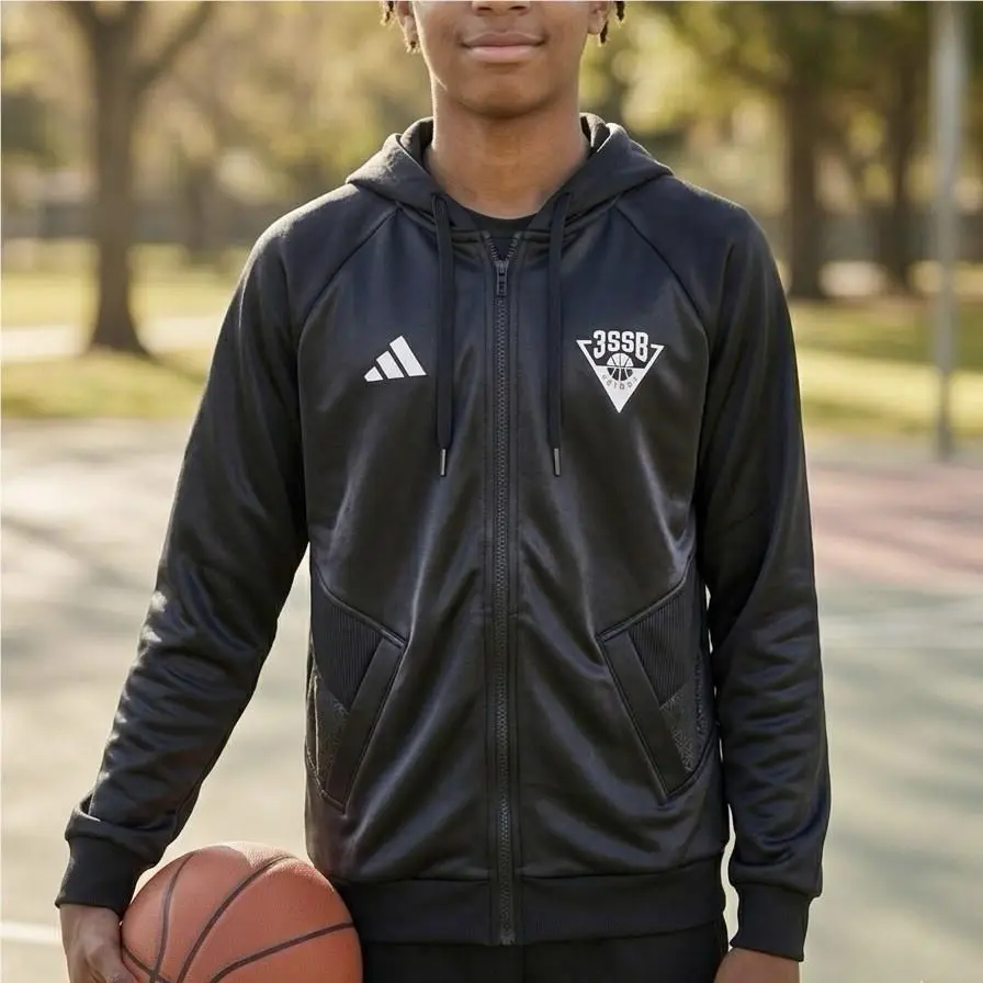 3SSB Basketball Men’s Size S Youth 12/13 Full Zip Hoodie Black by Adidas