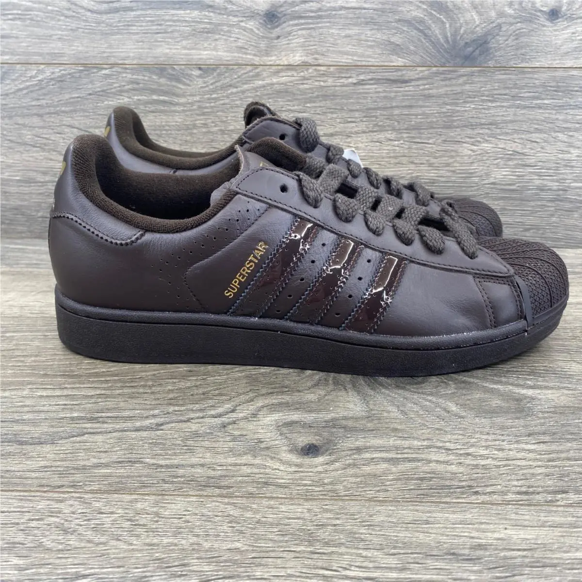 Superstar II Sneakers Mens 11 Brown Leather Gold Foil Shell Toe KH9180 by Adidas