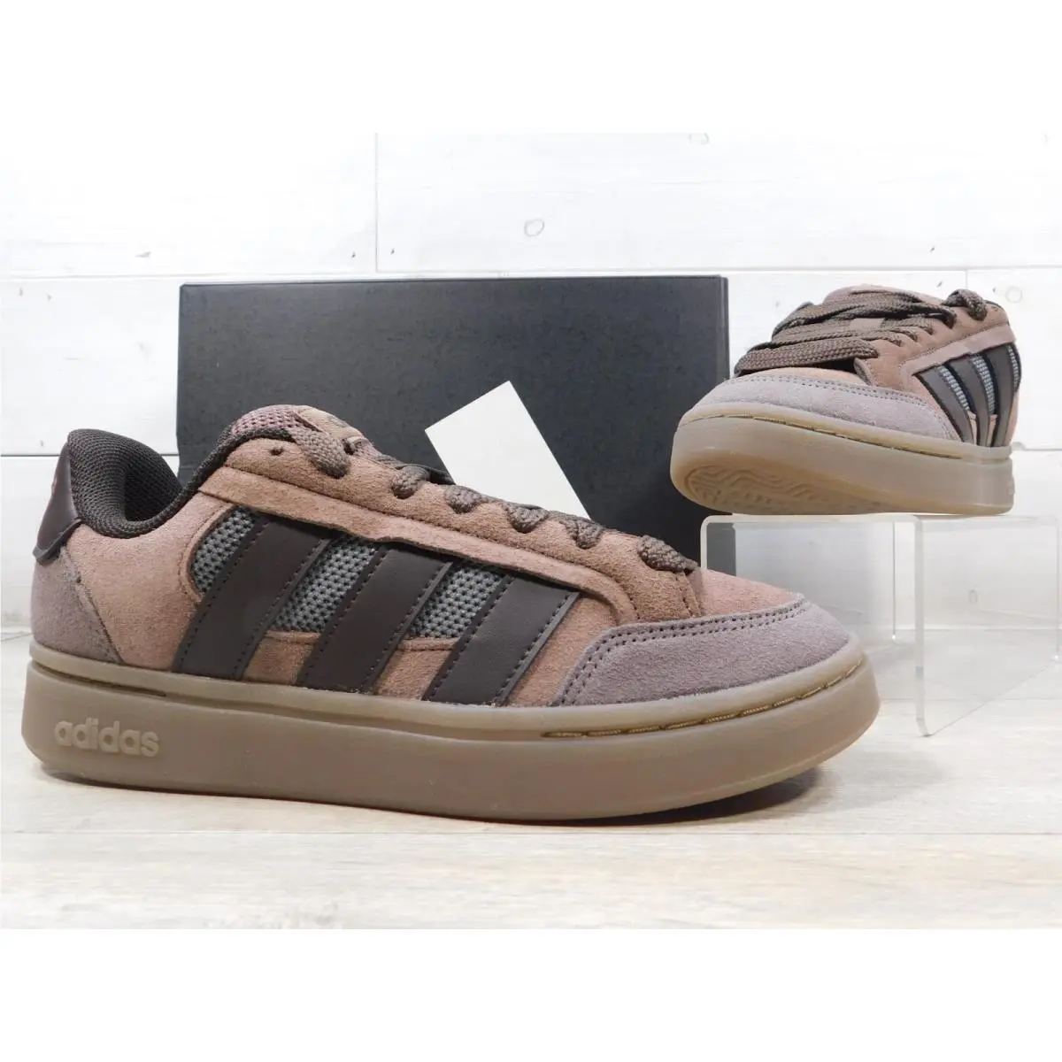 GC Alpha Sk8 Mens Size 7.5 HQ7368 Brown Charcoal Skate Shoes Sneakers by Adidas
