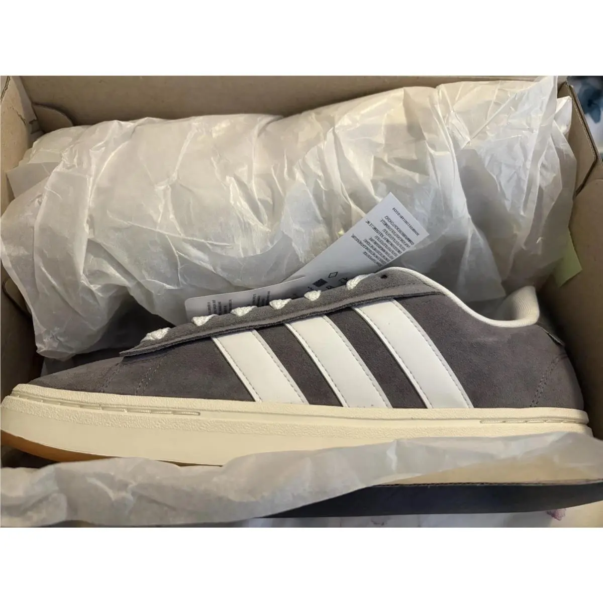 Grand Court Alpha 00s Men`s Sneakers Size 11 Gray White Shoes by Adidas