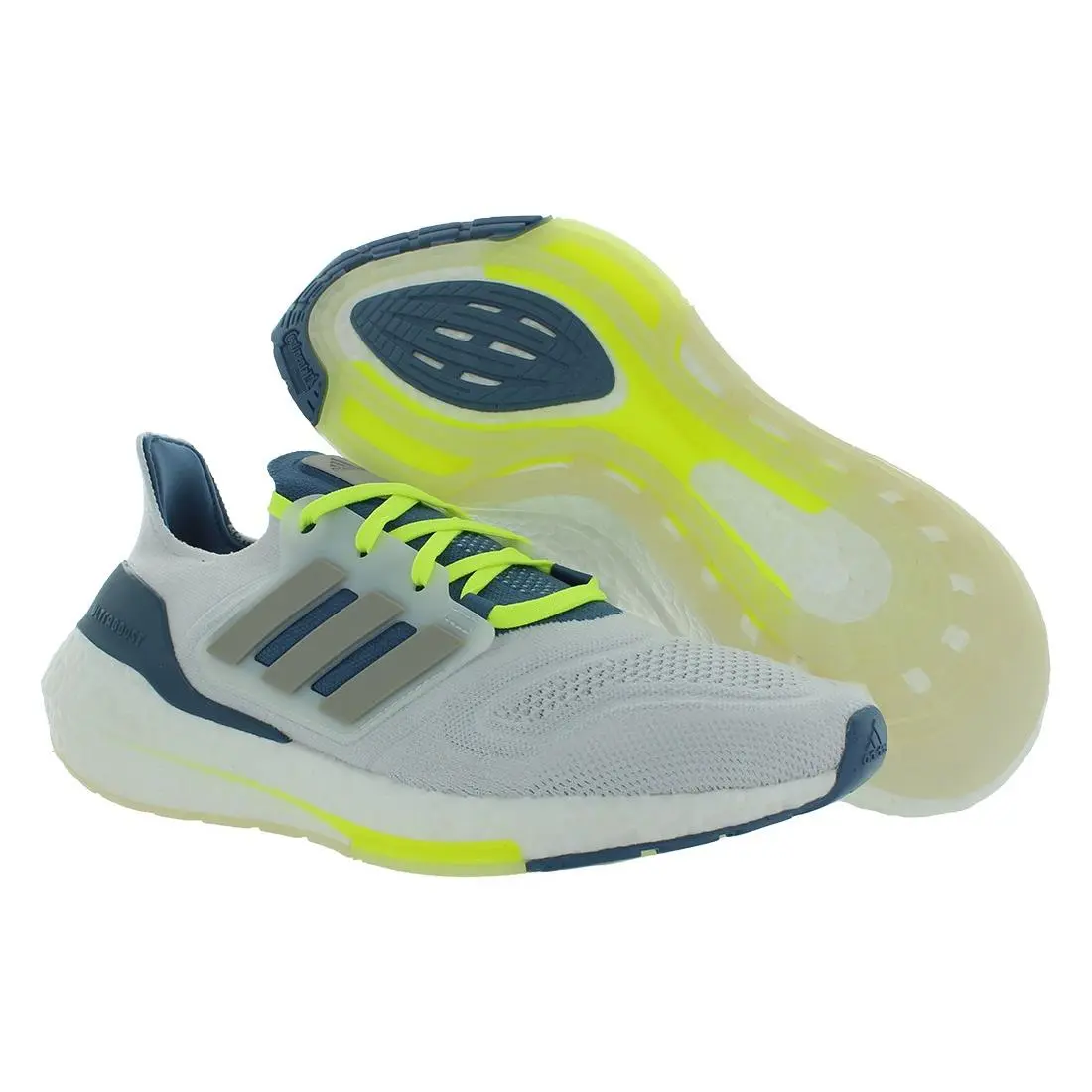 Adidas Ultraboost 22 Mens Shoes Size 10.5 Color: White/metal Grey/linen Green
