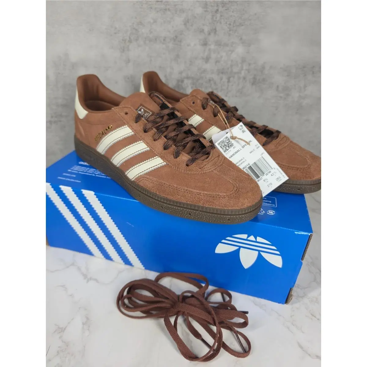 Handball Spezial Prebrown Gum Suede Sneakers KJ6016 Men`s 9 by Adidas