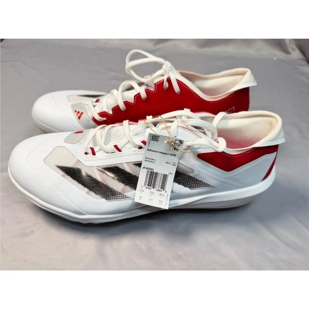 Adidas Adizero Impact Bsb Mens Baseball Cleats White Red IF8500 Size 14