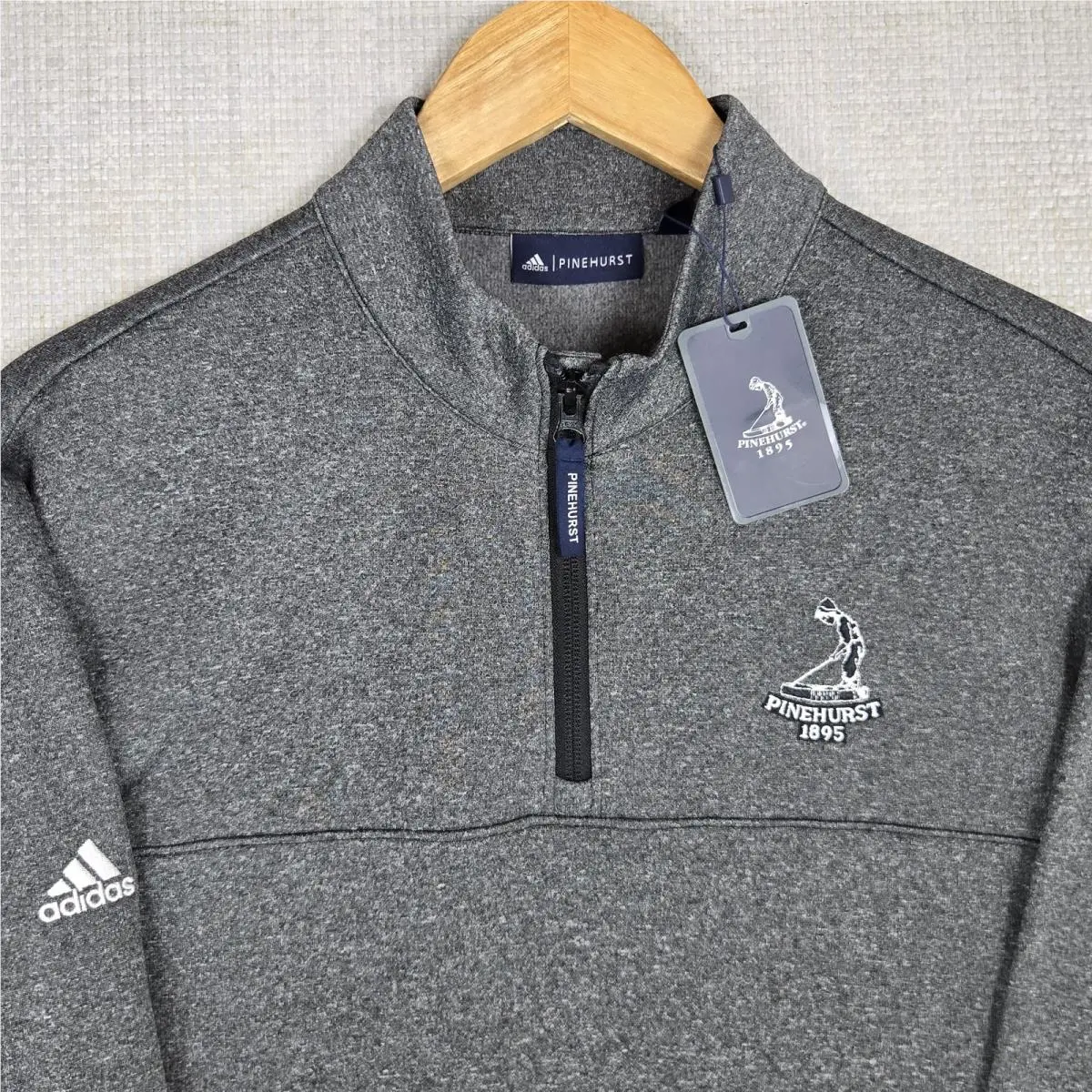 x Pinehurst Mens Size Medium 1/4 Zip Pullover Performance Gray Golf by Adidas