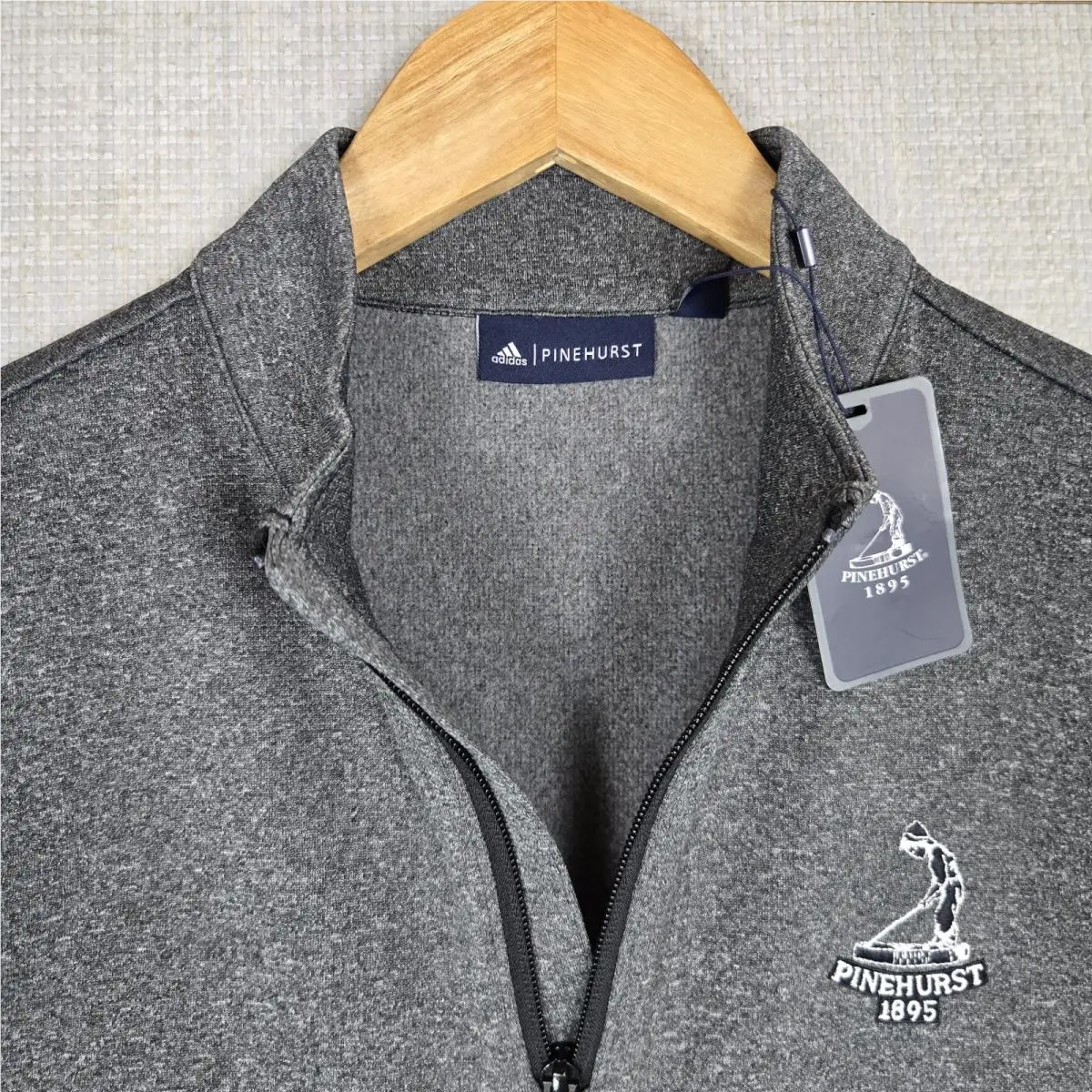 Adidas clothing - wind water golf casual trefoil jacket windbreaker pullover performance men`s size long sleeves sweatshirt performance windshirt 1/4 1/2 quarter half pinehurst golf club north carolina putterboy - Gray 11