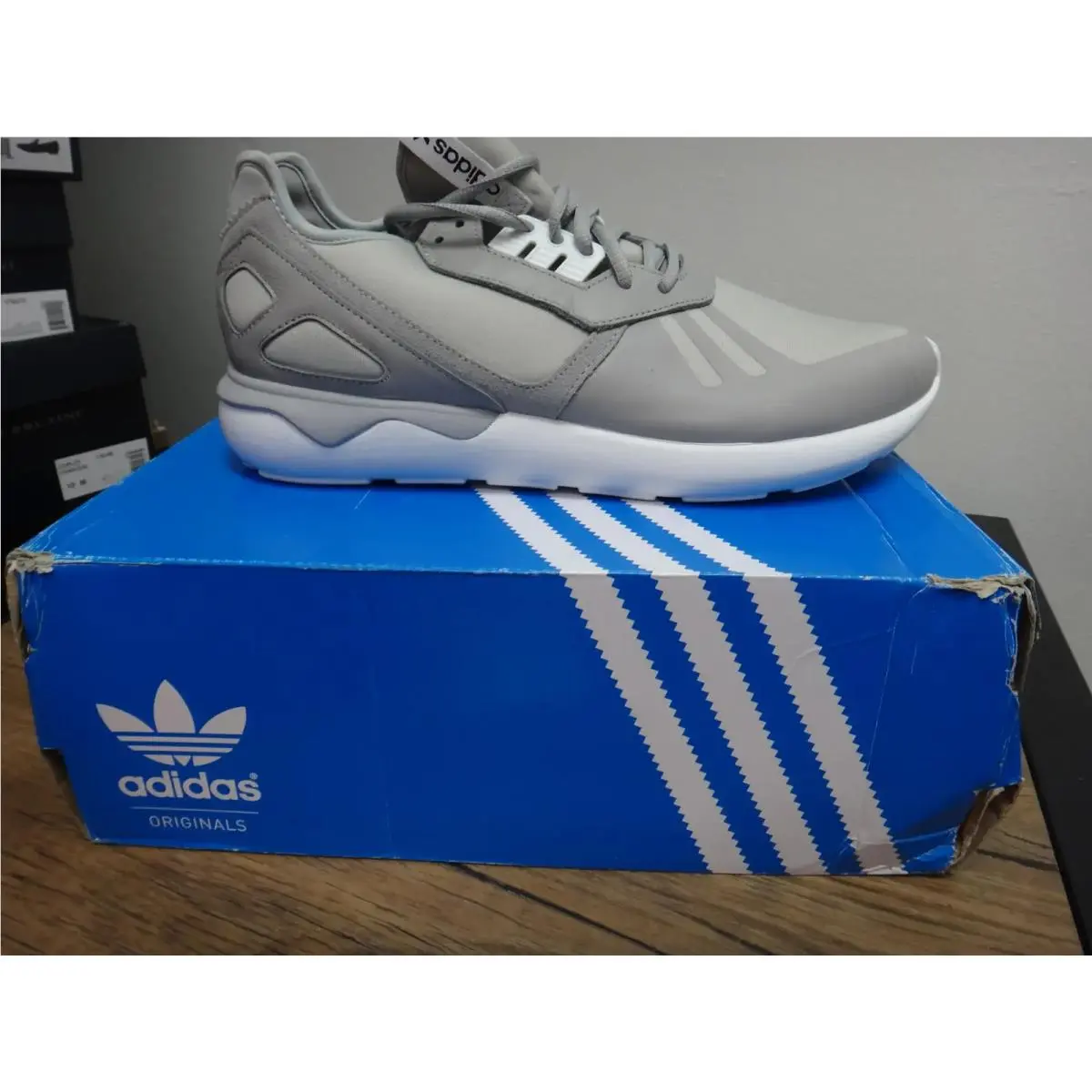 Tubular Runner Men 10 Grey Athletic Sneakers B41275 New/tags Attached by Adidas