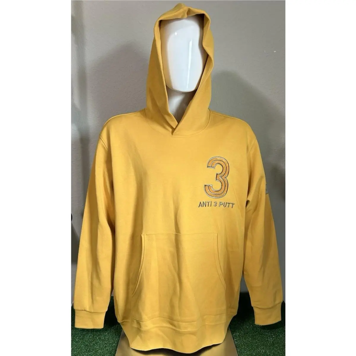 Golf Hoodie Sz XL Anti 3-Putt Adicross Pastel Yellow Mustard HZ3235 by Adidas