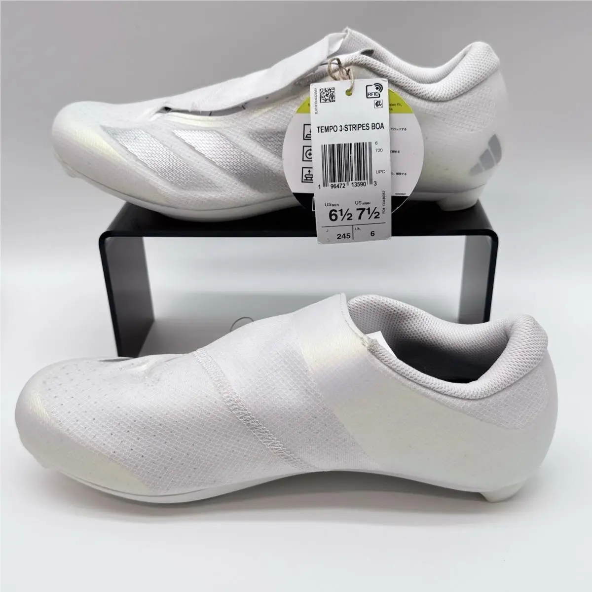 Size 6.5M 7.5W-  Tempo 3-Stripes Boa Unisex Cycling Cloud White/silver by Adidas