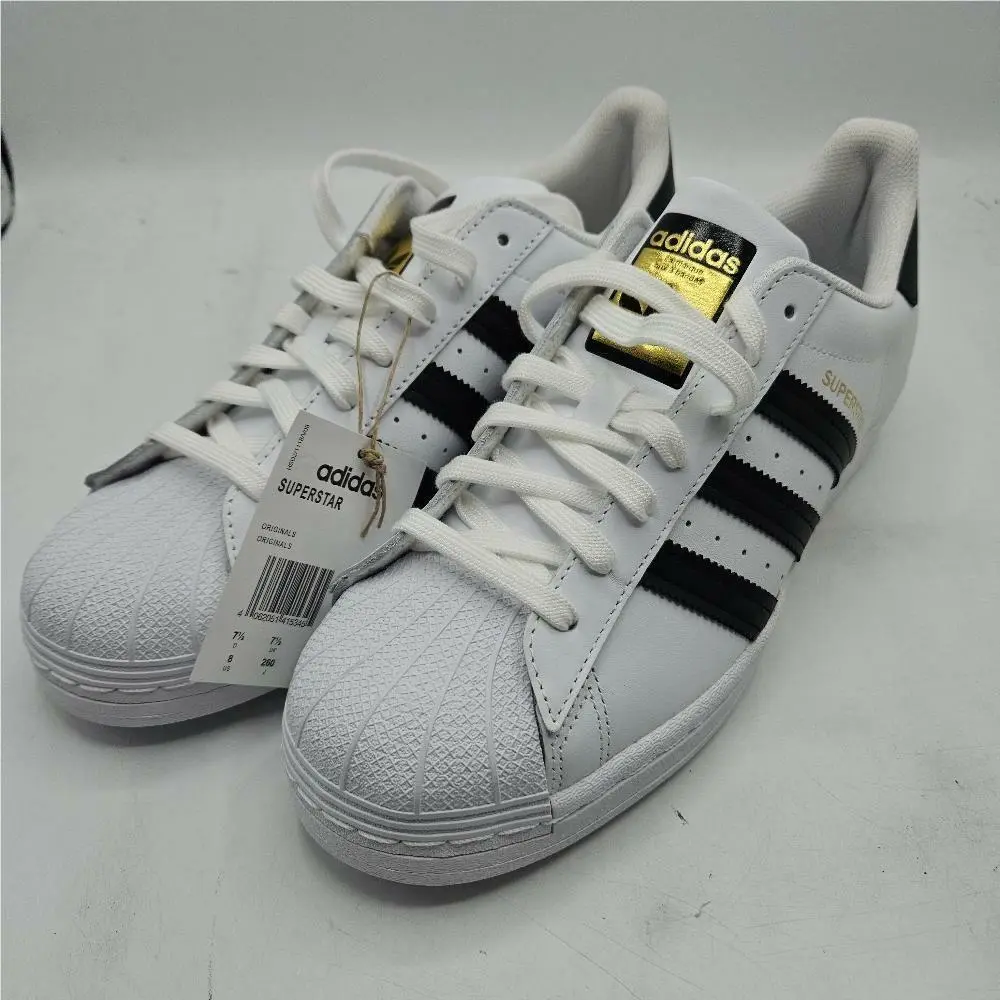Adidas Men`s Superstar Shoes Fashion Sneake Footwear White Core Black 7.5 UK