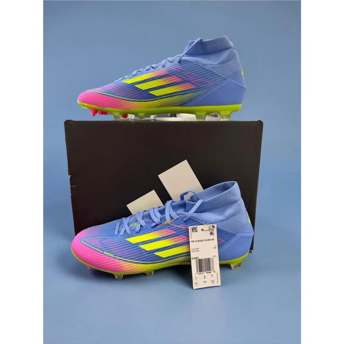 Adidas sz 9.5 Womens Mid F50 Fg/mg Soccer Cleats IH3862 Sprintgrid Blue Pink