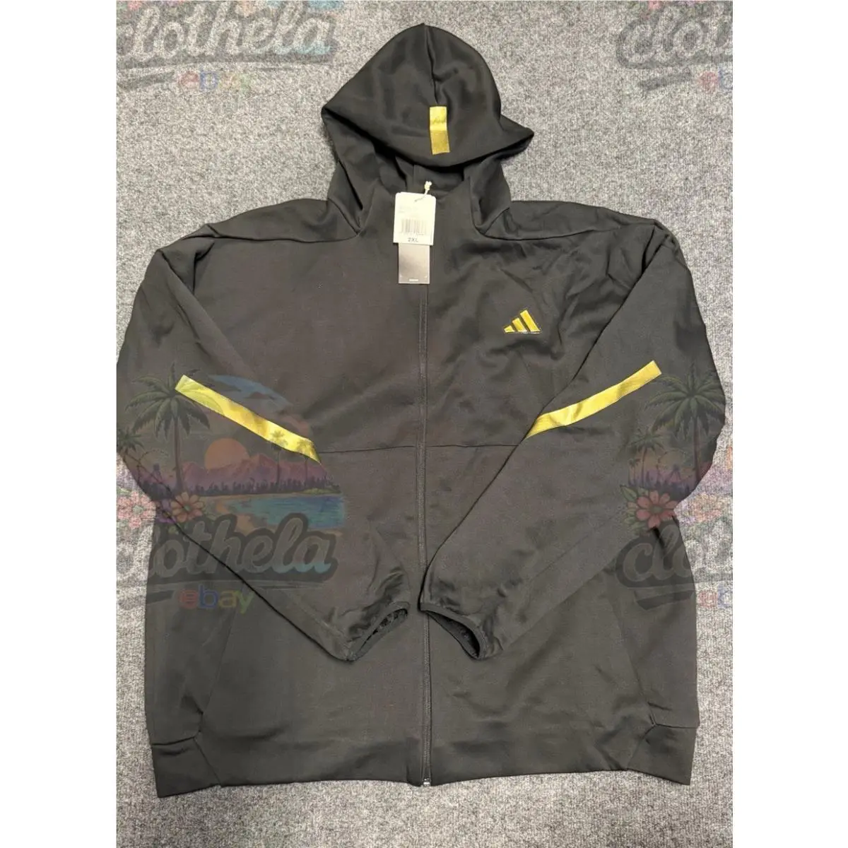 Men`s Z.n.e. Premium Full-zip Hooded Track Jacket Black Gold Size Xxl by Adidas