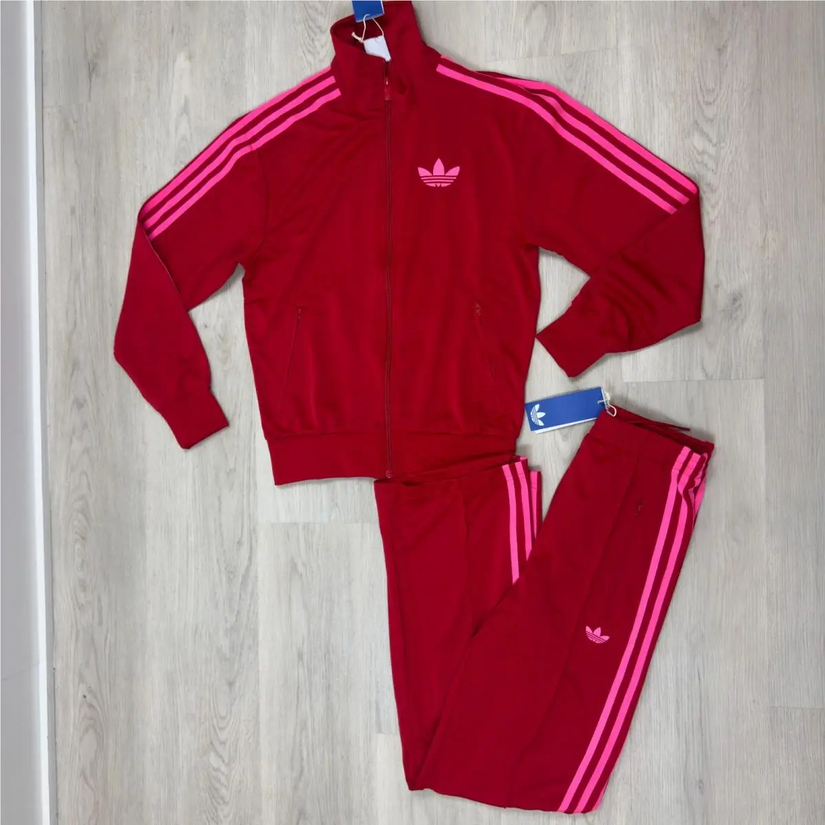 Firebird Womens Track Suit Loose Fit Jacket Pants Set Size Xxs Red Pink by Adidas