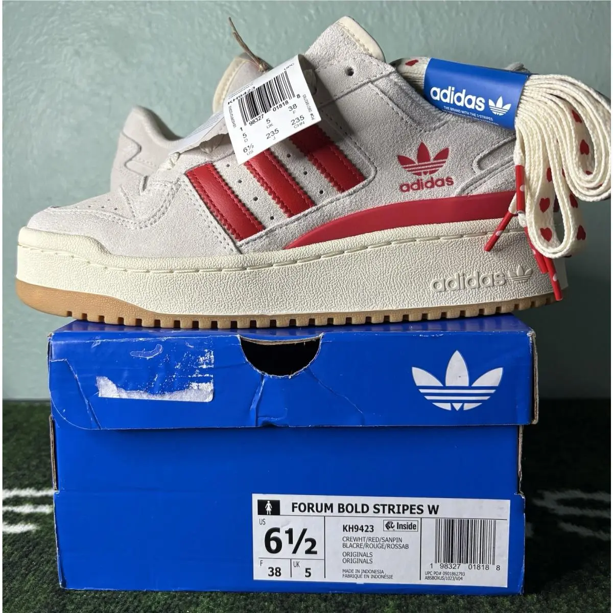 US Women’s 6.5/Youth 5.5 - Adidas Forum Bold Stripes “valentines Day” KH9423
