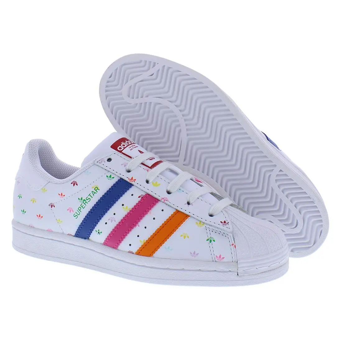 Adidas Superstar GS Girls Shoes Size 4 Color: White/multicolored