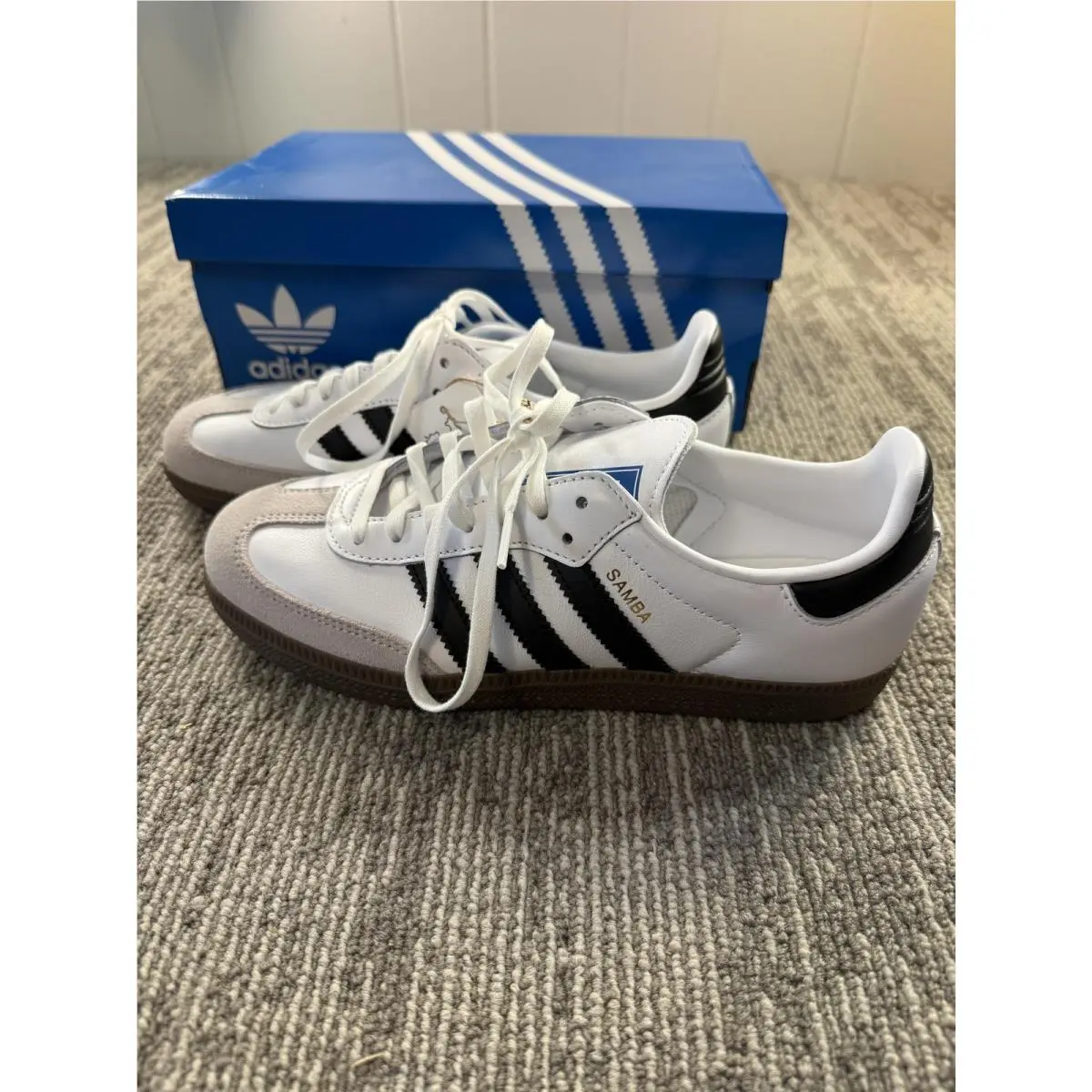 Adidas Samba OG J Shoes Youth Size 6 White Black Gum Soccer Sneakers IE3675
