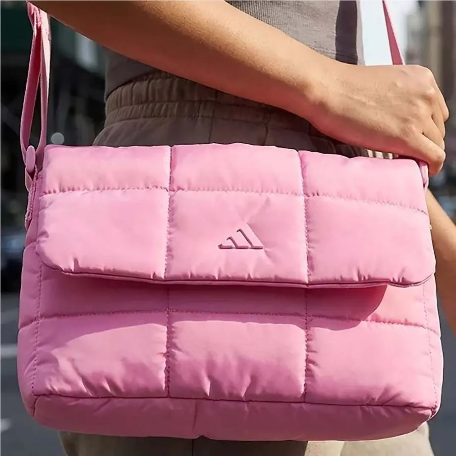 Crossbody Bag Quilted Puffer Messenger Purse Pink Foldover Unisex OS by Adidas