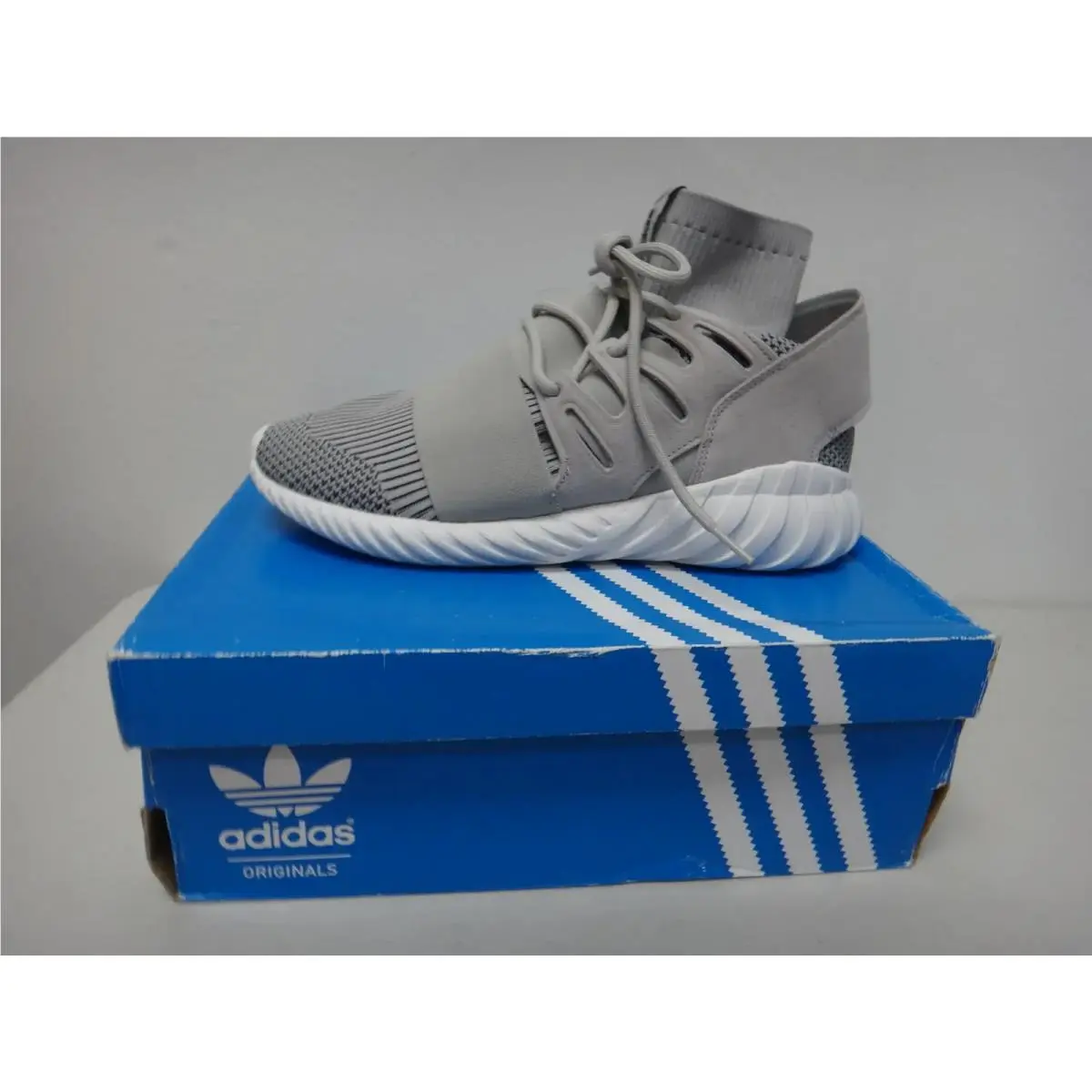 Tubular Doom PK Men`s US 9.5 Clear Granite Knit Sock Sneaker S80102 by Adidas