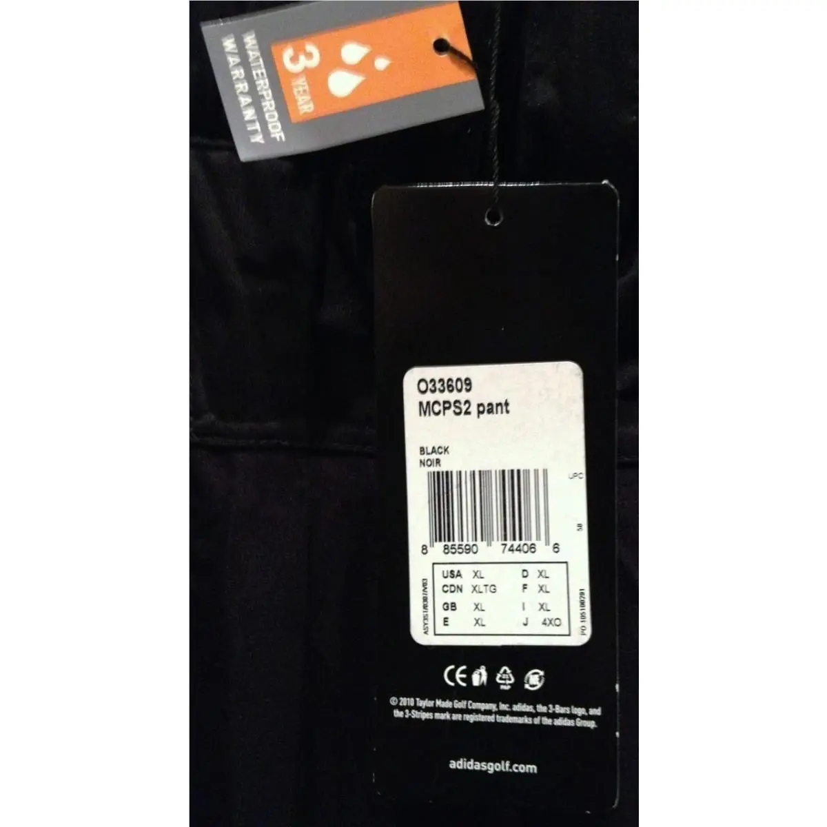 Adidas clothing - ADIDAS ClimaProof Storm 2 Layer Waterproof Golf Pants - O33609 - Black (UPC: 885590744066) 6