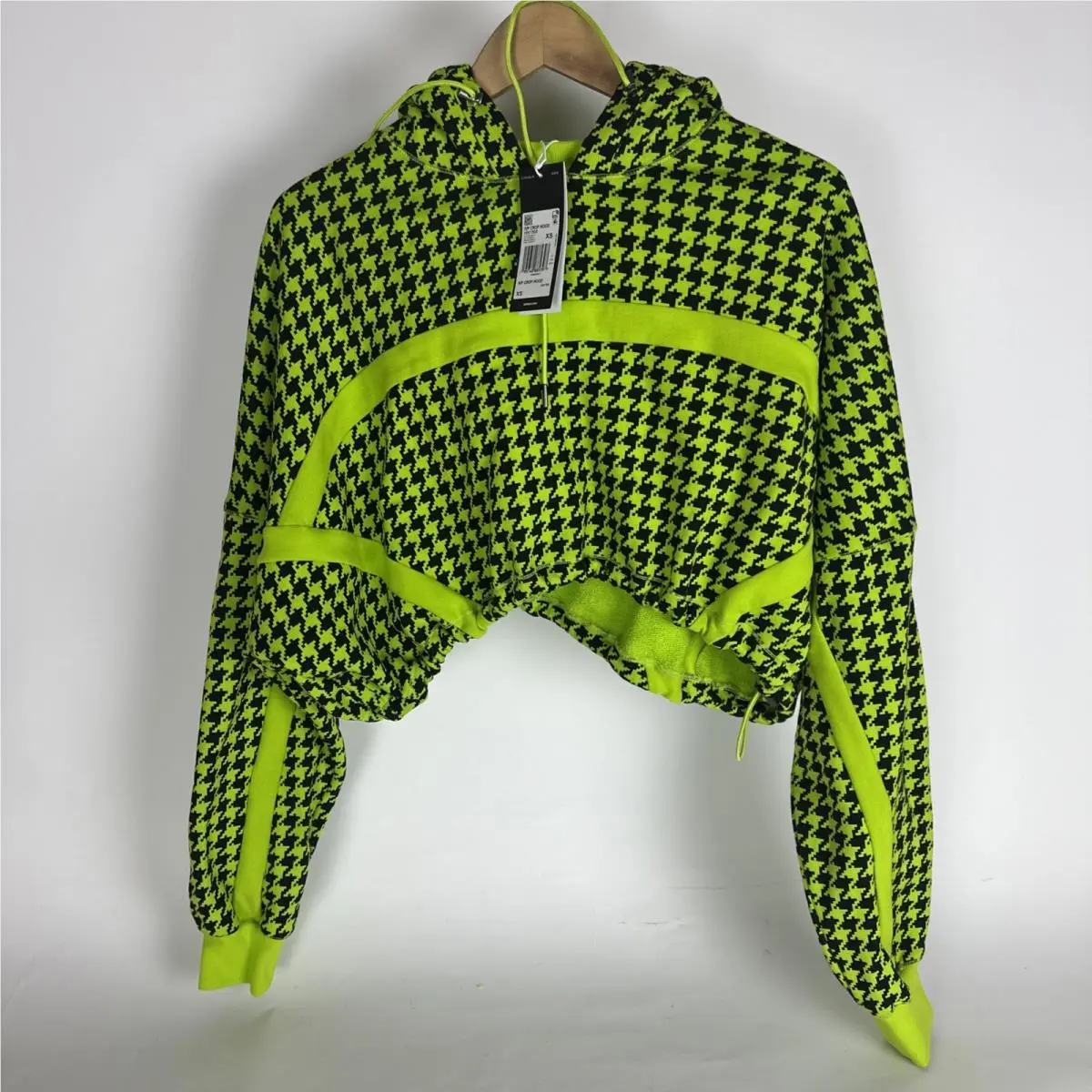 Ivy Park Oversized Cropped Hoodie Women’s XS Green Houndstooth by Adidas